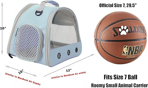 Miniatura 2 de Mochila Portadora de Conejo de Indias, Mochila Transparente con Ventana de Burbujas para Conejo de Indias, Conejito, Rata, Pájaro (Azul, Portadora)