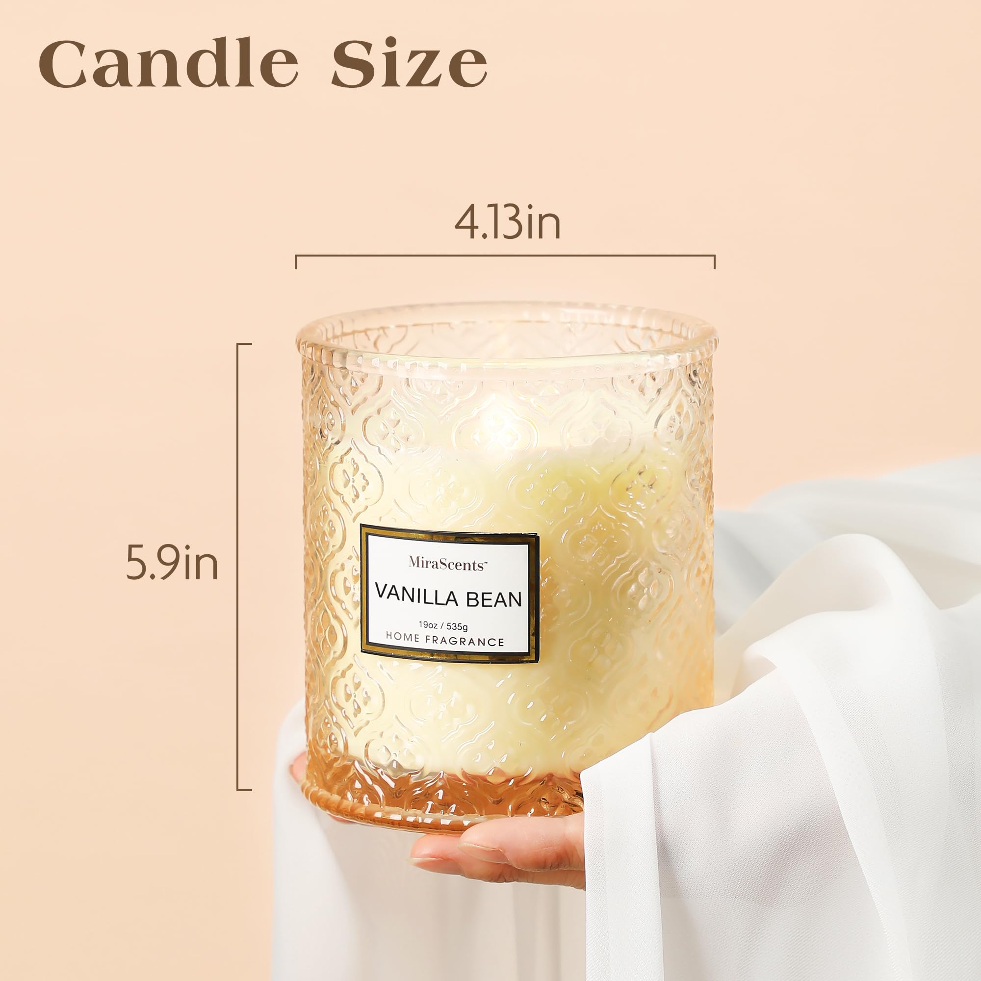 Velas perfumadas de vainilla, vaina de vainilla de invierno de 538.6 g, regalos para mujeres, velas decorativas grandes de lujo en vidrio, cera de soja natural para el hogar