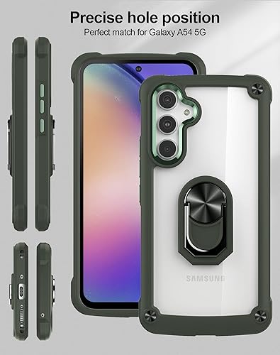 Vista 2 de Funda con soporte invisible para Samsung Galaxy A54 5G con protector de pantalla, 1 unidad y protector de lente de cámara, 2 piezas de parte trasera