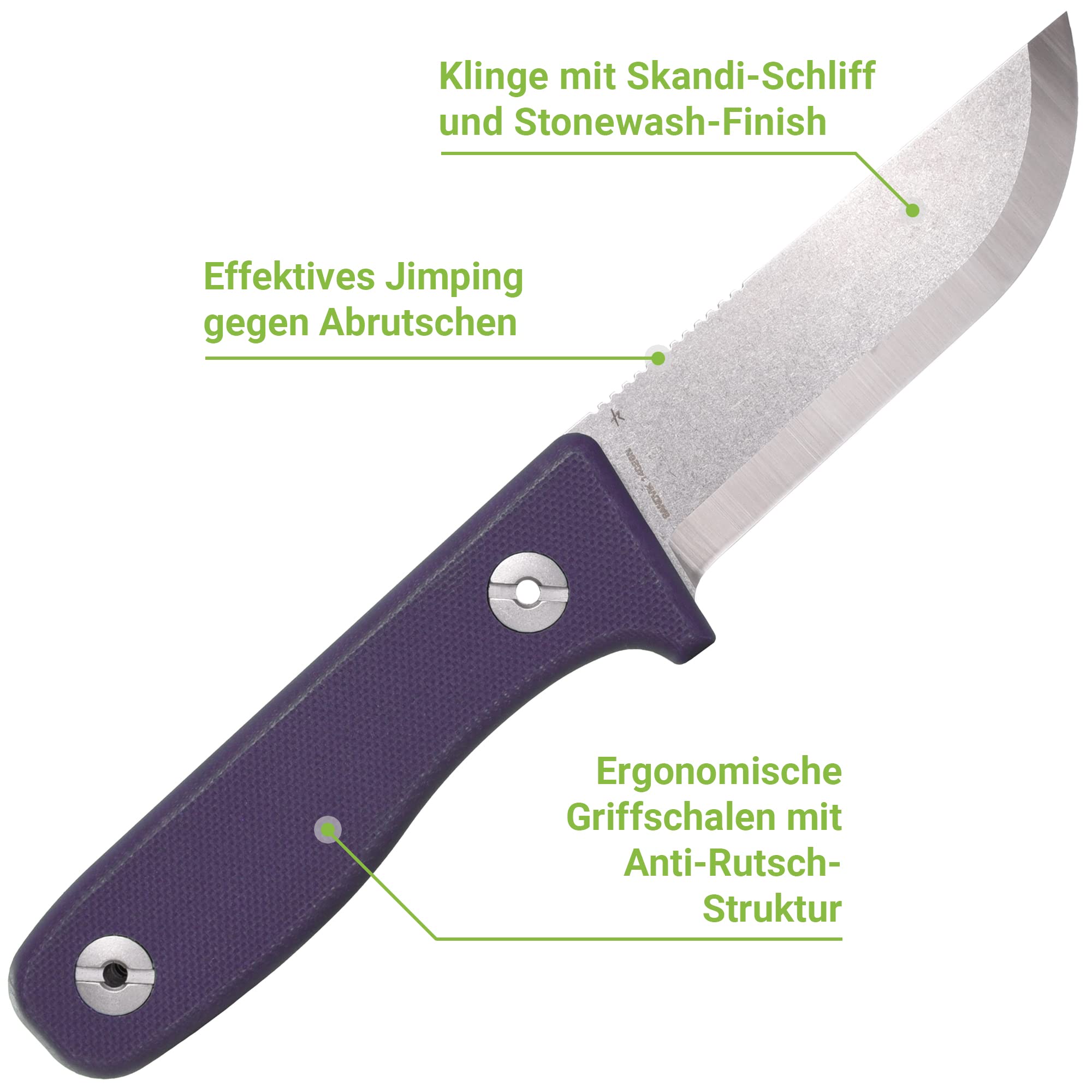 SCHNITZEL DU – nóż outdoorowy z pochwą i krzesiwem dla dzieci i młodzieży od 10 lat – nierdzewny, w zestawie różne kolory – nóż dziecięcy, nóż do rzeźbienia, nóż do jazdy (fioletowy)