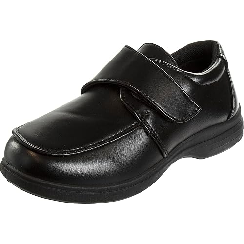 French Toast Boys Shoes - Kids Oxford School Uniform Loafer Church Dress Shoes Slip-On Faux-Leather (Toddler-Big Kid) (Black)