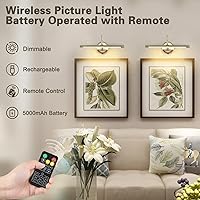 Vista 4 de JOOSENLUX Luces de Pared Modernas a Batería Bronce Antiguo Luces Inalámbricas para Cuadros de Pared de 16.5 Pulgadas Regulables Luces Bajo Encimera