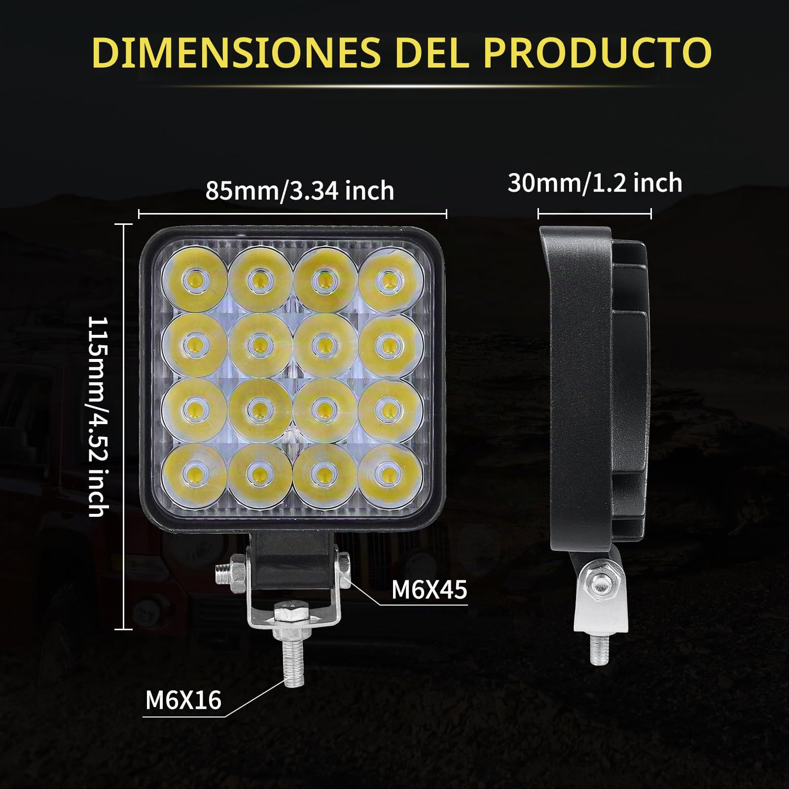 SKYWORLD 10Pcs Faro Trabajo LED Focos de Coche 3.3 Pulgadas 48W Faros Led Tractor 12V 24V Barra de Luz LED Foco de Tractor para 4x4 Moto ATV SUV Camión Excavadora Barco luces Todoterreno