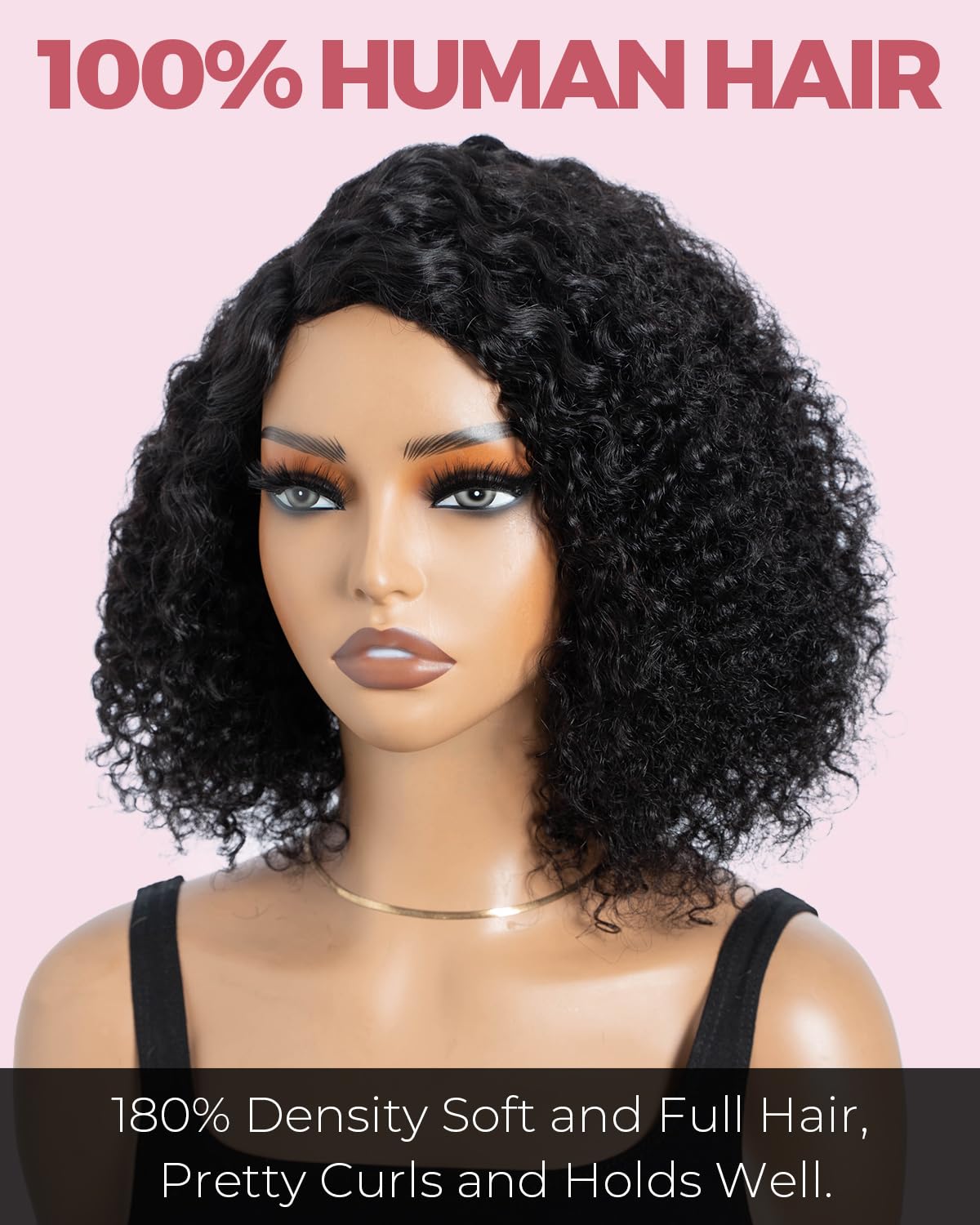 Style Icon Short Curly Bob Wigs Human Hair Wear and Go Glueless Wig for Women 10 inch Side Part Lace Deep Curly Bob Wigs C-Lace Jerry Curl Wig Natural Black (Color:1B) - Image 2