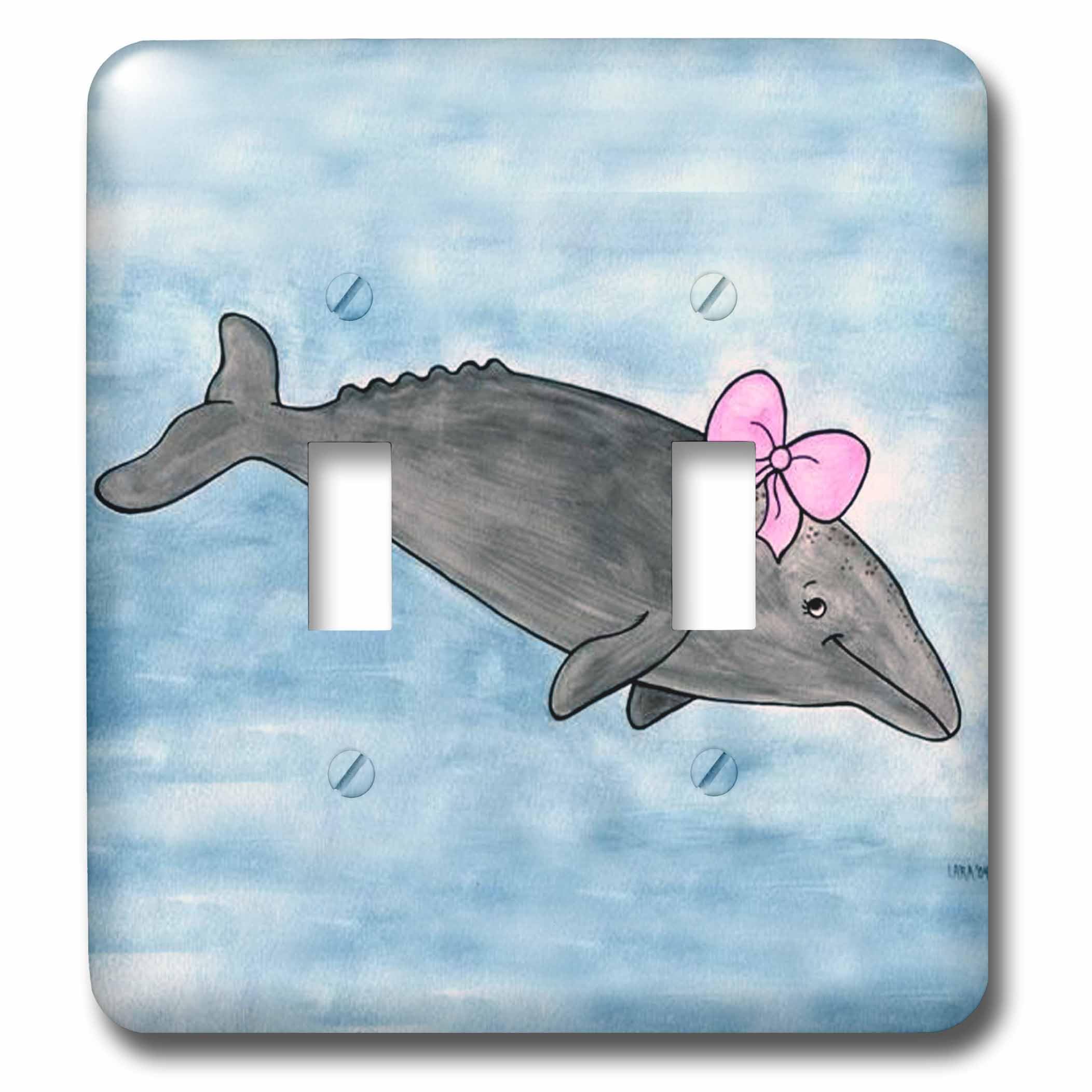 Interrupteur double baleine gris avec motif animalier moderne 3dRose lsp_1100_2