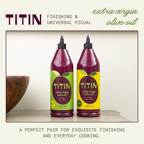 Miniatura 3 de TITIN Paquete doble de aceite de oliva virgen extra, acabado picual y juego de cocina diaria de España (Jaén), alto contenido de polifenol prensado