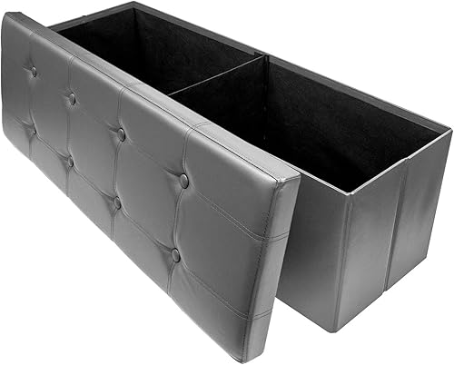 Sorbus Banco baúl de almacenamiento otomano banco plegable con tapa perfecto para baúl de esperanza otomano puf mesa de centro asiento taburete y