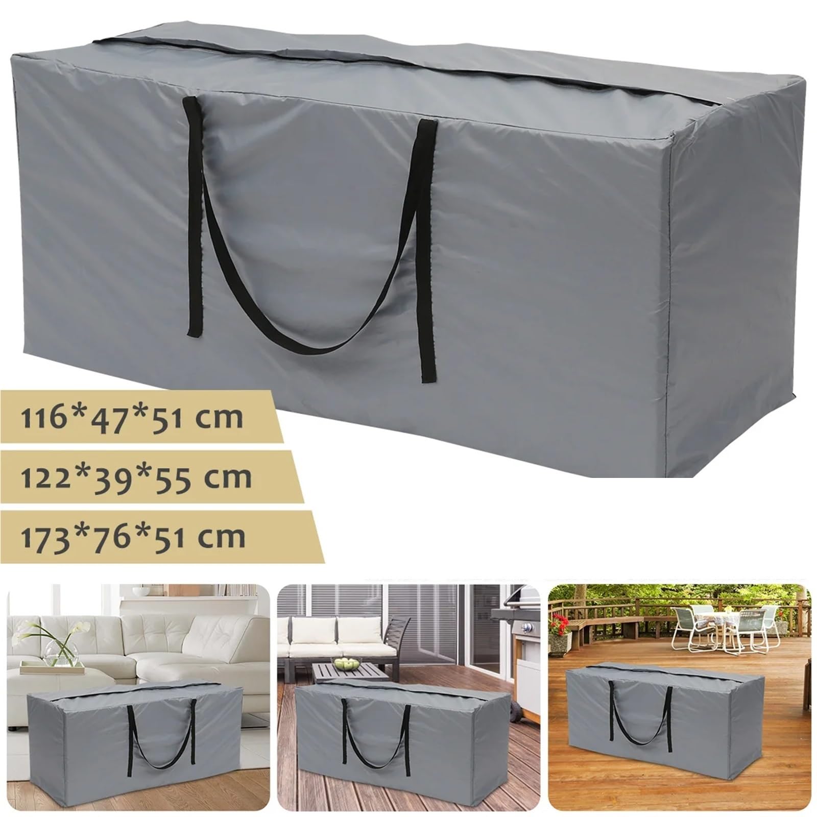 Aufbewahrungshülle für Gartenkissen Kissen-Aufbewahrungstasche, große Kapazität, Möbelschutzhülle, wasserdichte Aufbewahrungstasche(Gray 122x39x55cm)