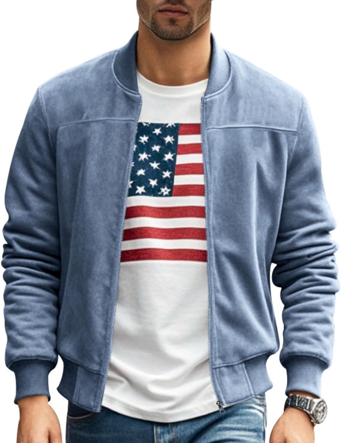 Men's Cardigan Jacket - Solid Color Zipper Front Loose Warm Wear for Autumn Winter ...