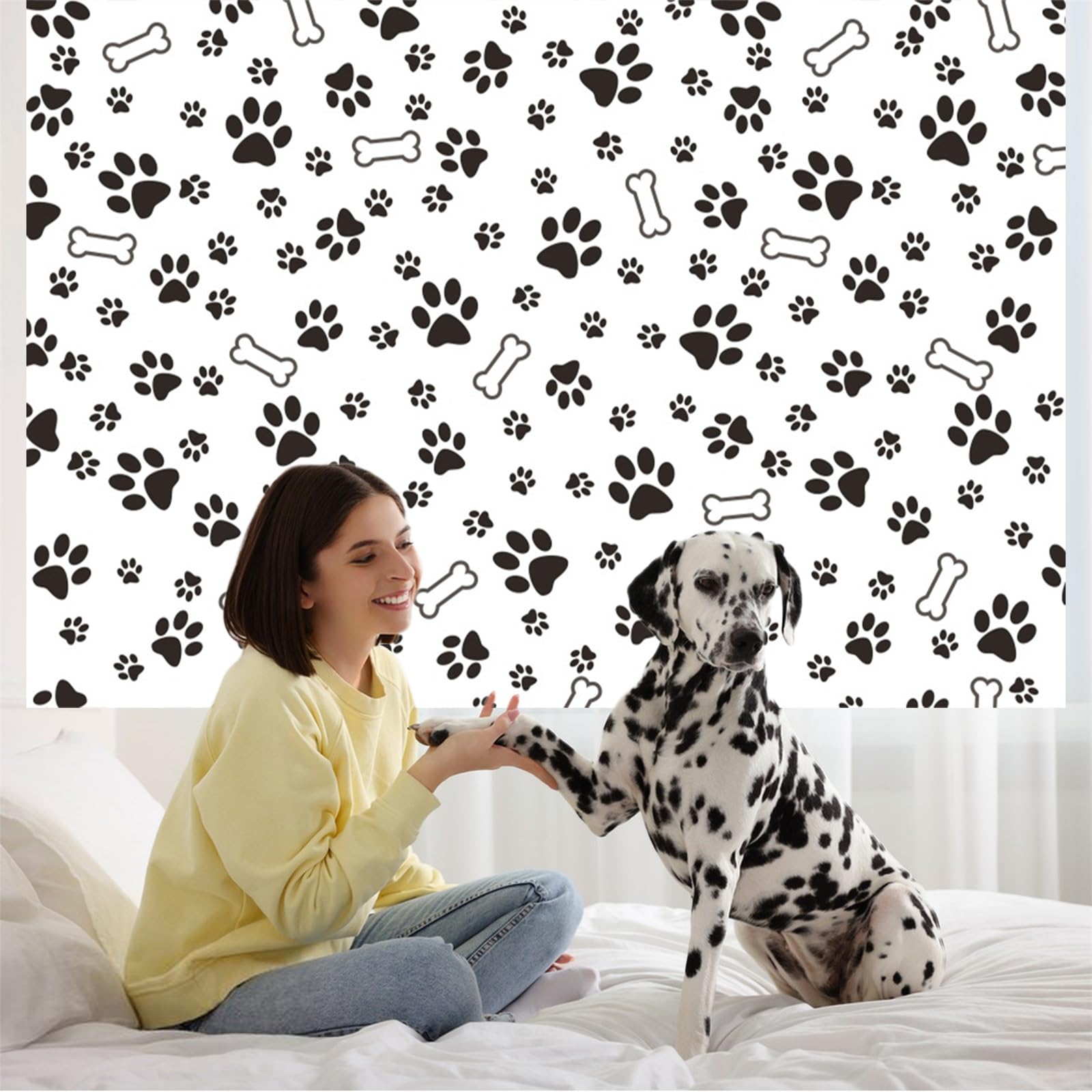 Renaiss 10x7ft Dog Footprints Backdrops for Photography Dog Paw Print Bone Pattern Background Puppy Footprints Pet Themed Party Banner Pet Dog Paw Table Cloth Pets Photo Booth Props Wallpaper: 6x4ft Paw773