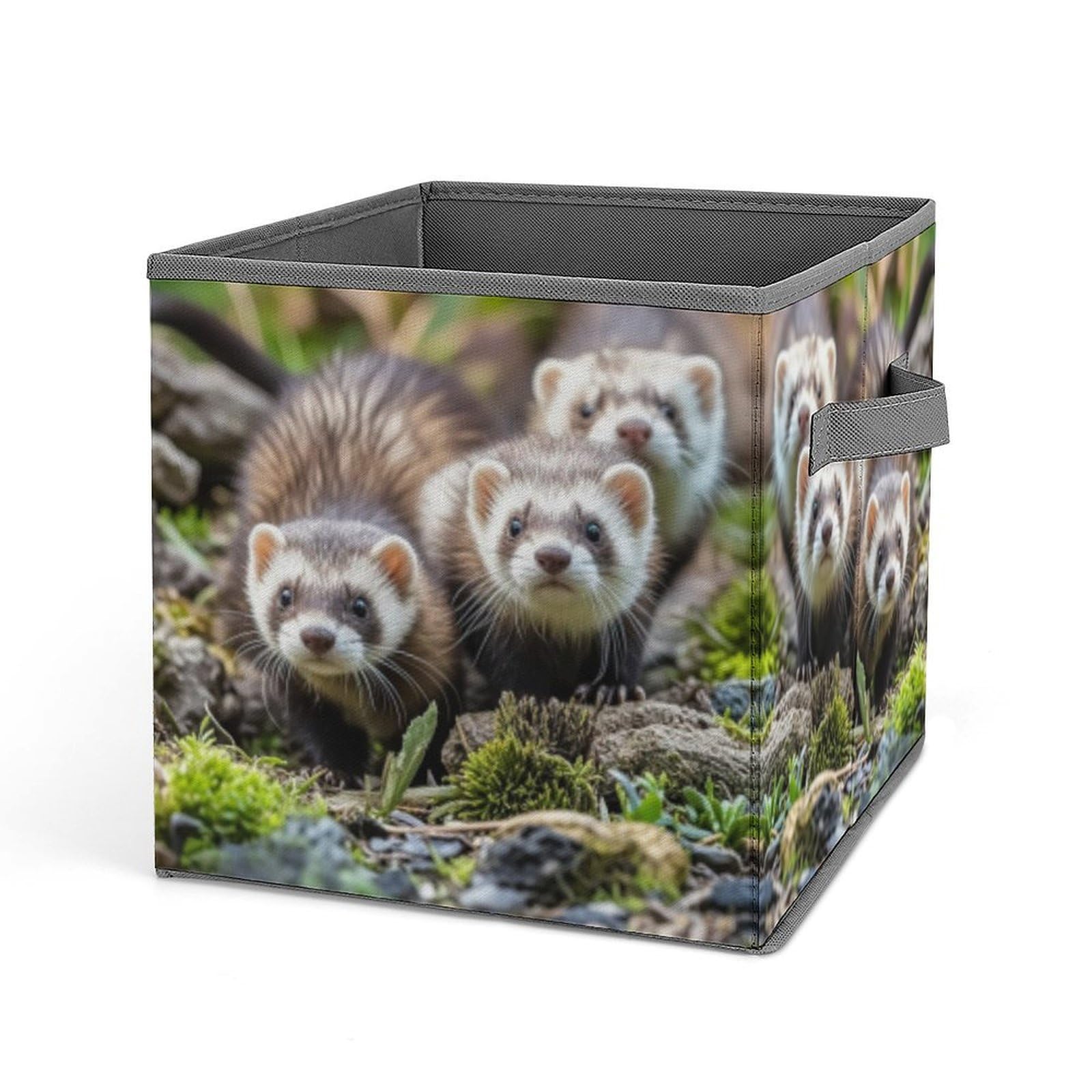 FekiLoot Ferrets Folding Storage Bins with Handles Large Fabric Storage Cube Storage Organizer Heavy Duty Closet Organizer Sturdy Collapsible Bin Foldable Baskets