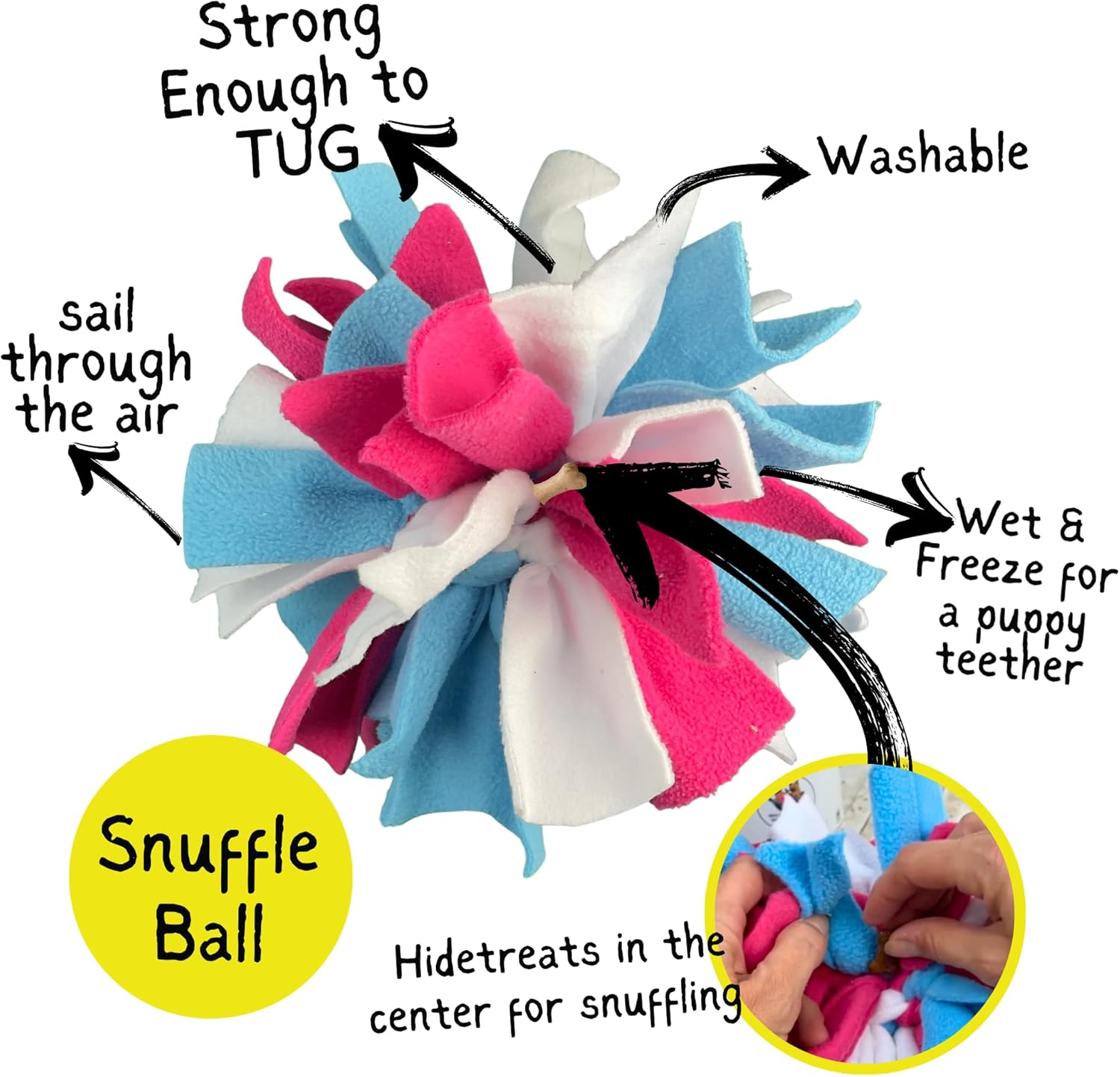 Chelsy's Toys Interactive Snuffle Ball for Dogs, Mental Stimulation Toy, Slow-Play Treat Dispenser, Brain Exercise for Puppies & Seniors, Teething Relief, Blue, Orange, Purple Refill Pack