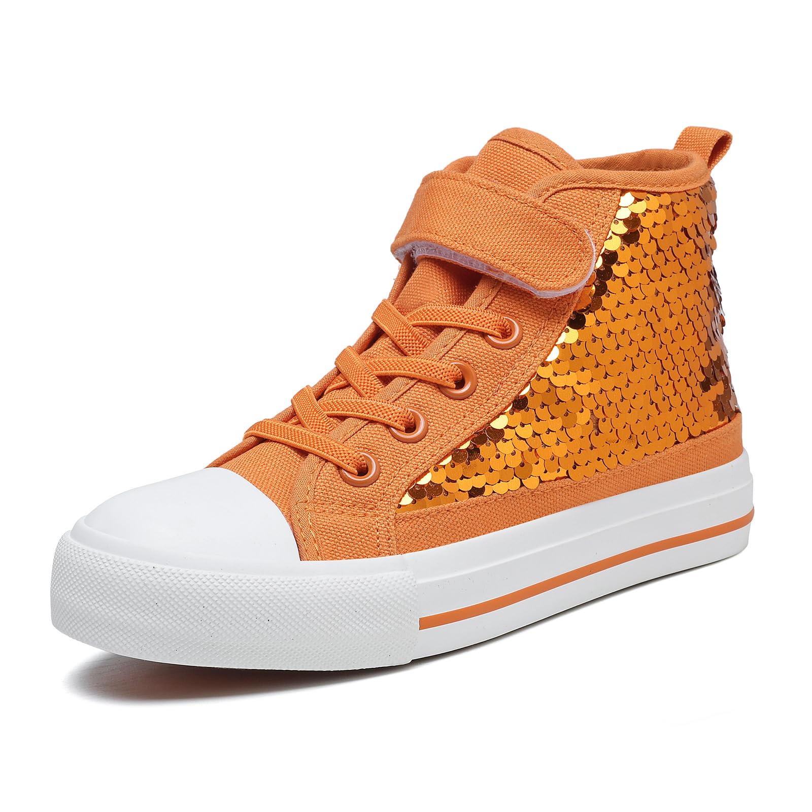 Zoroadke Kids Sparkle Sequins High Top Casual Adjustable Strap Canvas Shoes Girls and Boys Glitter Sneakers