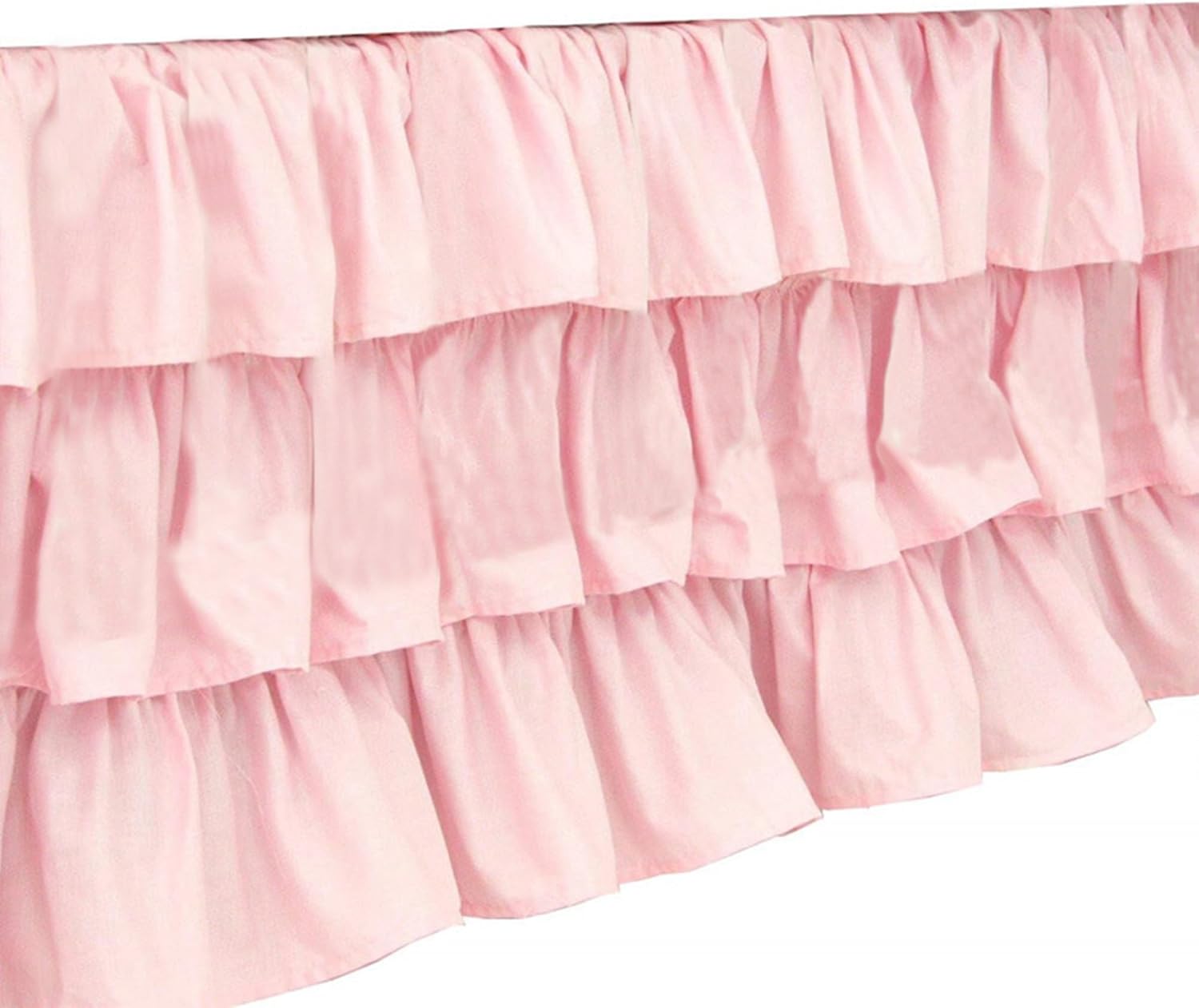 Ruffled Crib Skirt Baby Bed:Solid 3 Tiered Crib Baby Bedding Skirts,Crib Bed Skirt Dust Ruffle with Platform, Accessories for Baby Boys Girls,17.7" Drop- Fits Standard Cribs,28"x 52" (Pink)