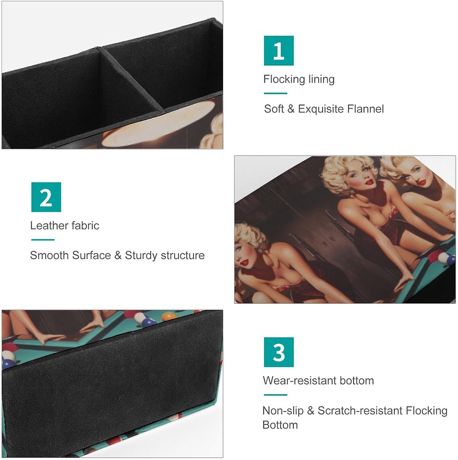 PIN UP Playing Pool Billiards Pencil Pen Holder PU Leather Desk Storage Organizer Makeup Brush Box