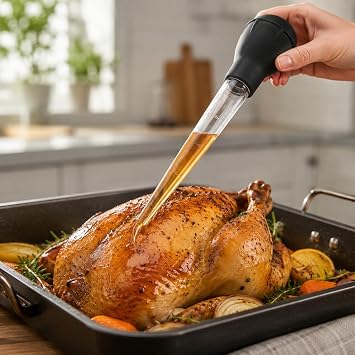 Turkey Baster for Cooking, 11-Inch Kitchen Baster with Measurement Marks | Meat and Poultry Baster with High-Suction Bulb for Roasting, Gravy, Pan Juices, Marinades, Oil and Sauces, 1 Oz