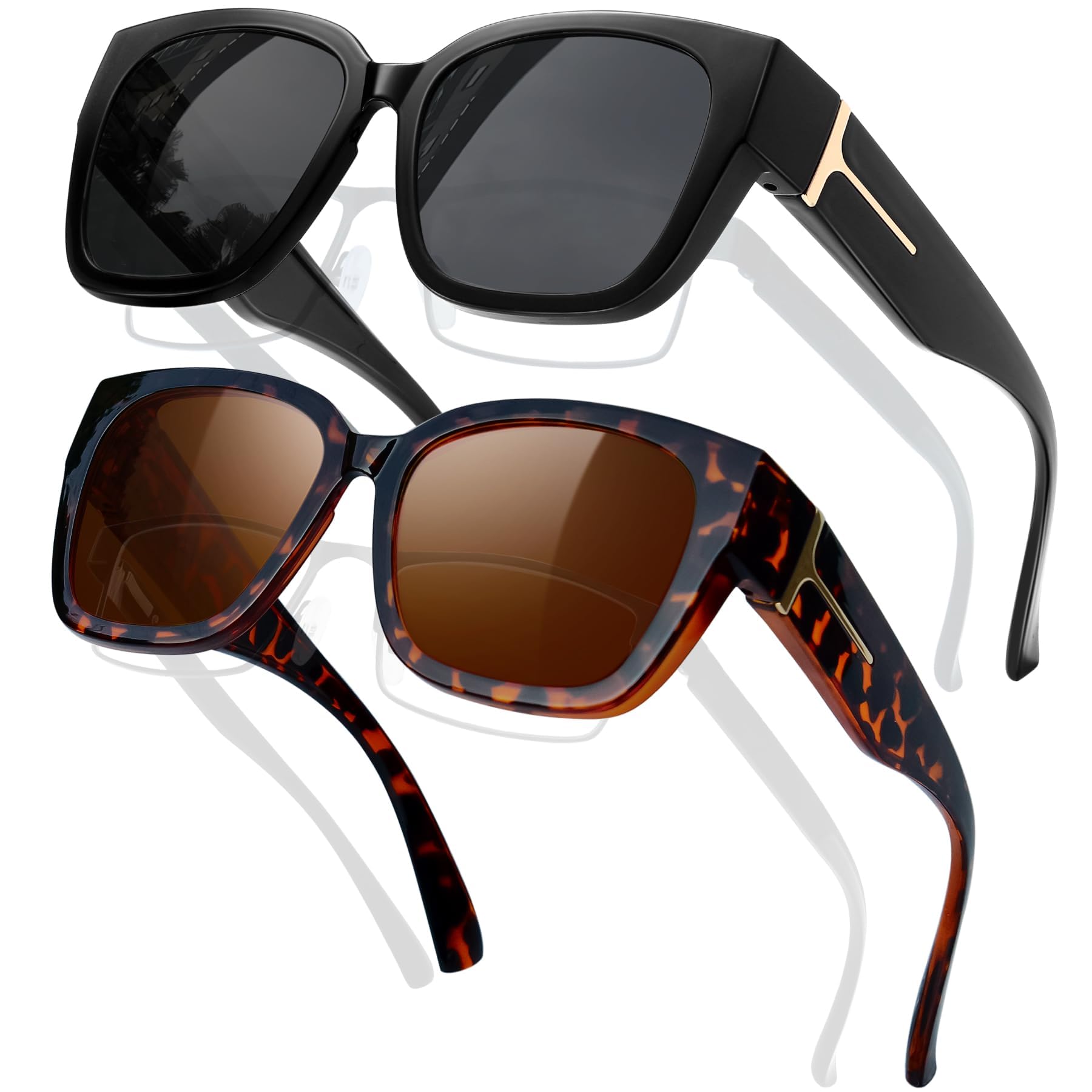 KANASTAL Oversized Sunglasses Over Glasses for Women Men Fit Over Sunglasses Polarized TR90 Square Shades UV400 Protection