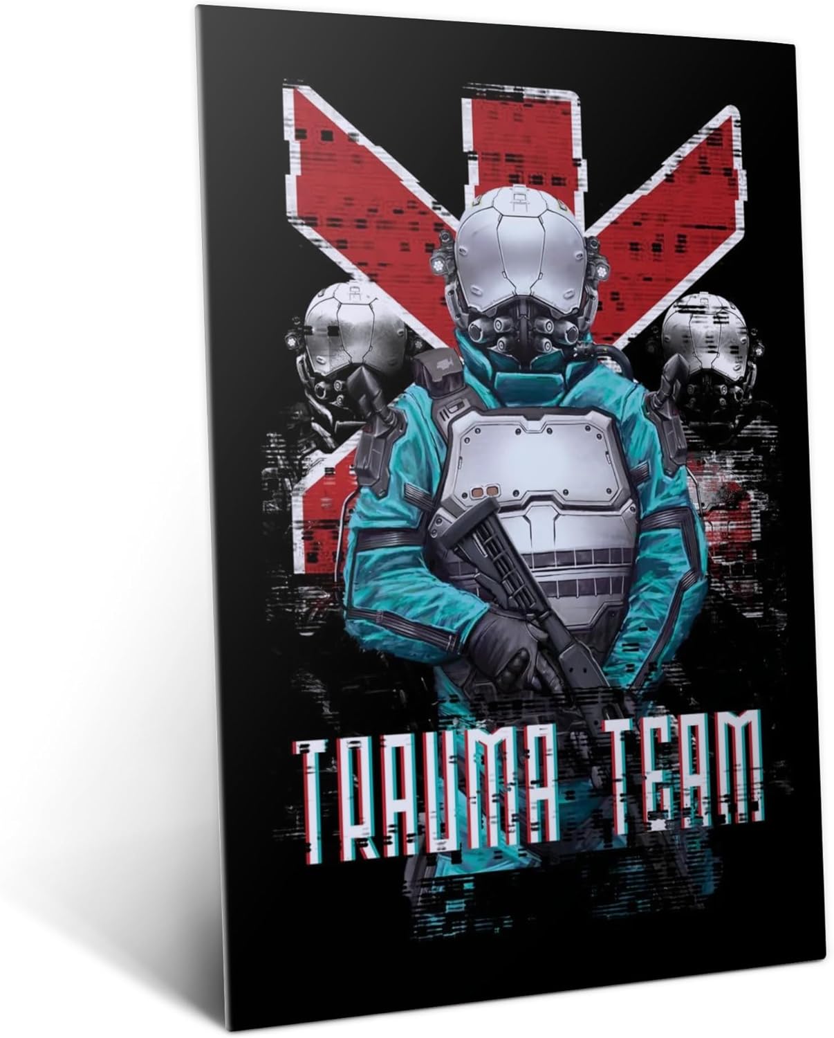 Displate Official Cyberpunk 2077 Metal Poster Magnetic Mounting Included Licensed Artwork Modern Wall Decor Trauma Team Platinum Poster 12.6x17.7 in