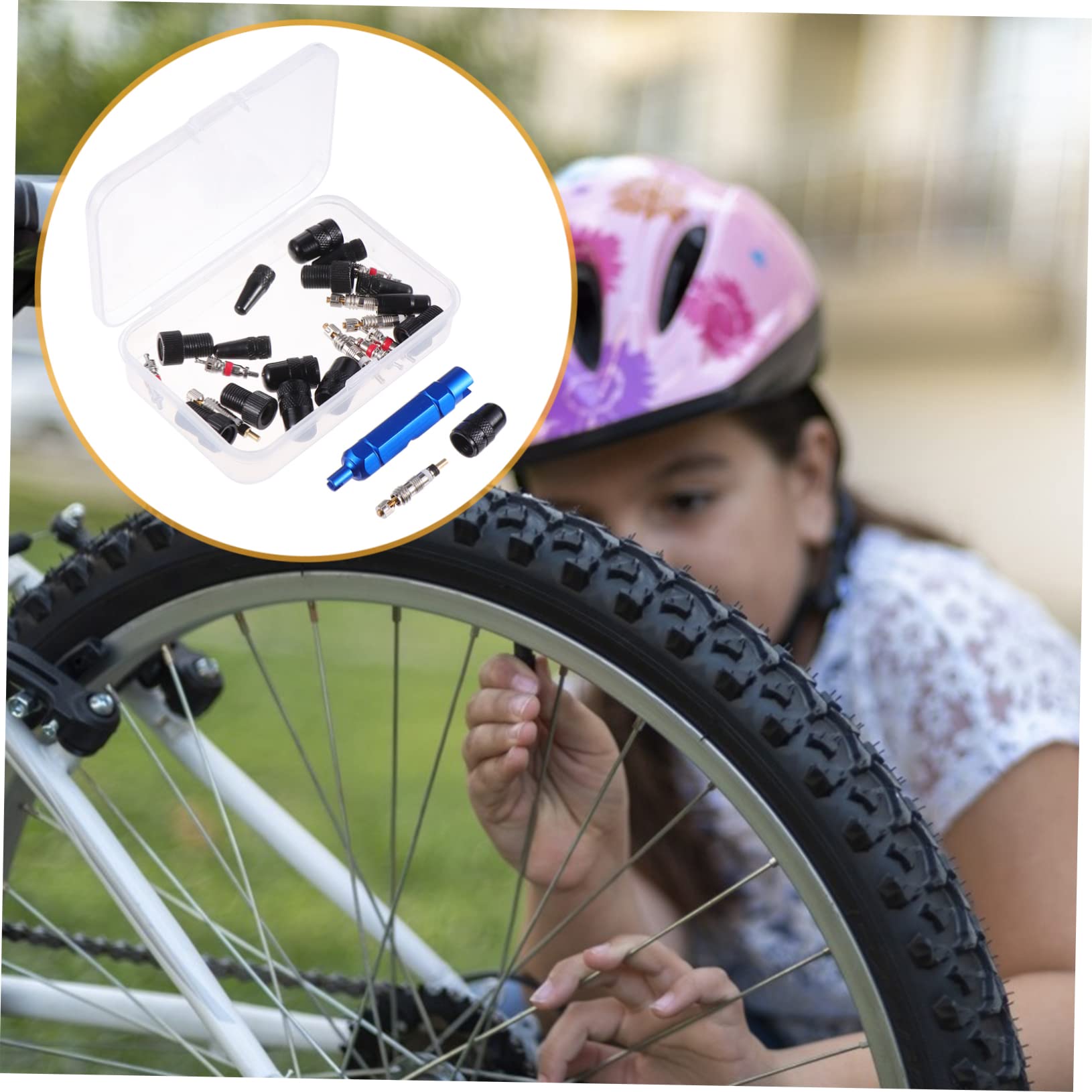 ibasenice Stängel Kappen Ventil Kern Fahrrad Reparatur Werkzeug Entfernung Luft Ändern Reifenkappe Reifenstamm Stielabdeckung Fahrradadapter Radstamm Aluminiumlegierung Schwarz