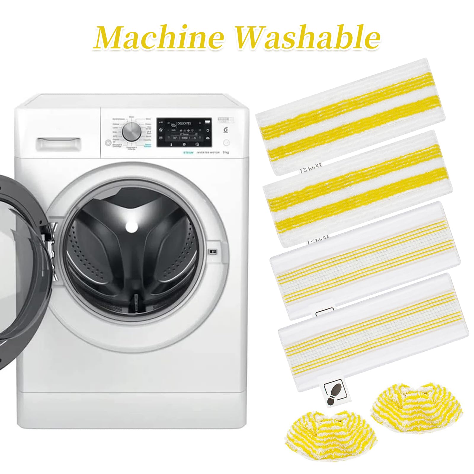 Lot de 6 pour Kärcher EasyFix Bonnettes Nettoyeurs Vapeur Serpillere Recharge Kit, pour Kärcher EasyFix SC 2, SC 3, SC 4, SC 5 Microfibre Lingette (4 Lingettes et 2 Couverture)
