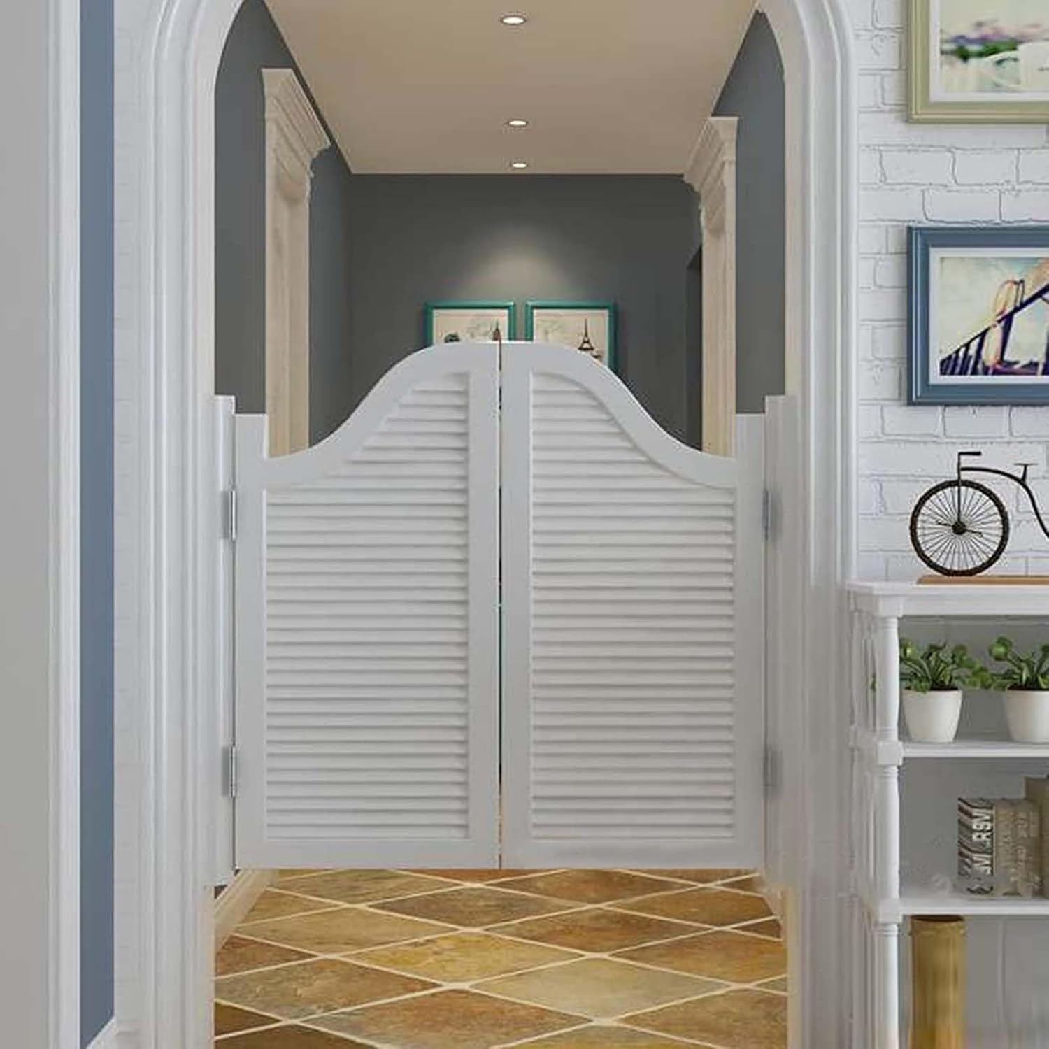 Hollywoodschaukel Cafétür Massivholz | Selbstschließend 72x100cm | Grau Saloon Tür