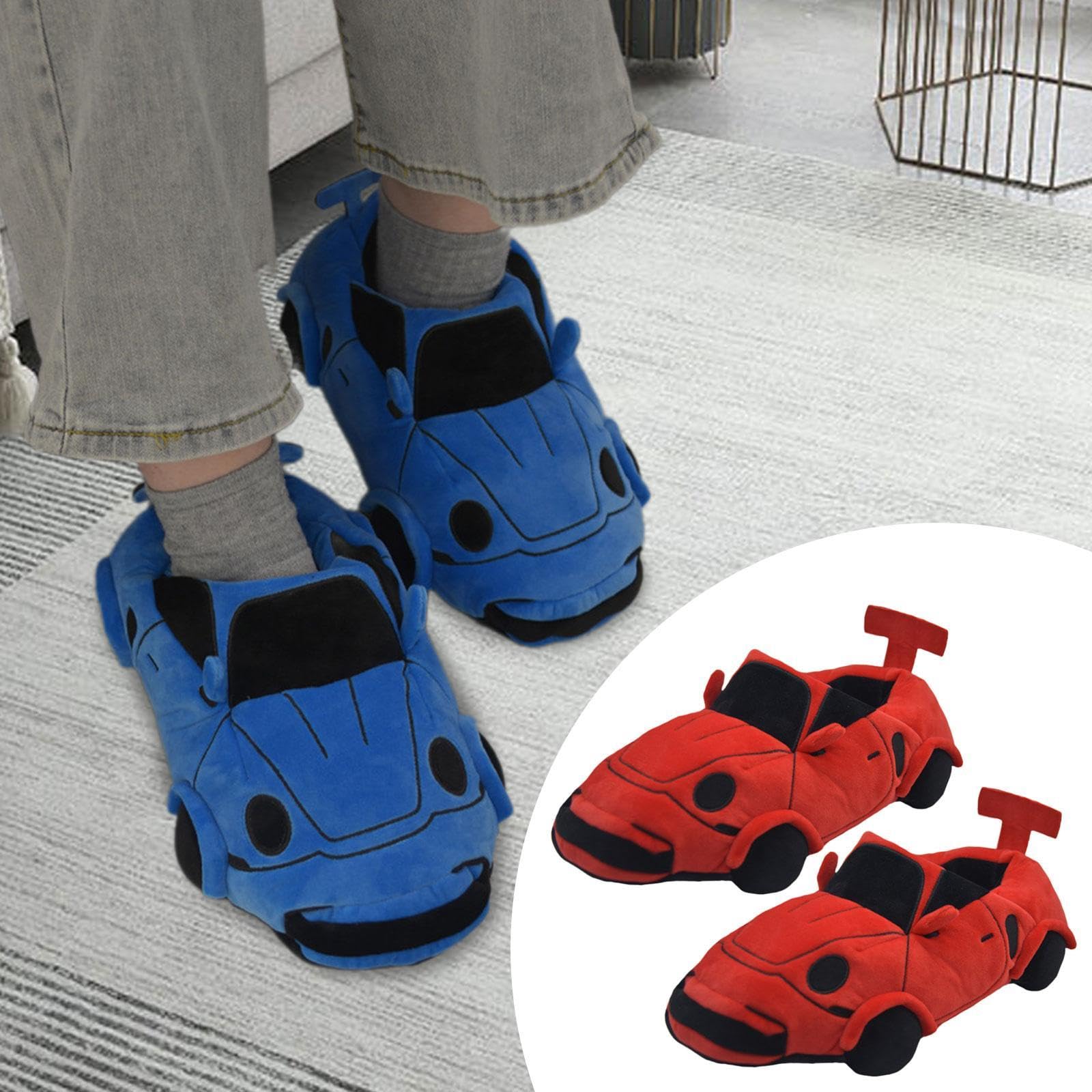 Pantuflas Invierno Zapatillas Coche Casa Peluche para Pareja Antideslizantes con Diseño Original Confort Térmico Adecuadas para Adultos Uso Familiar I