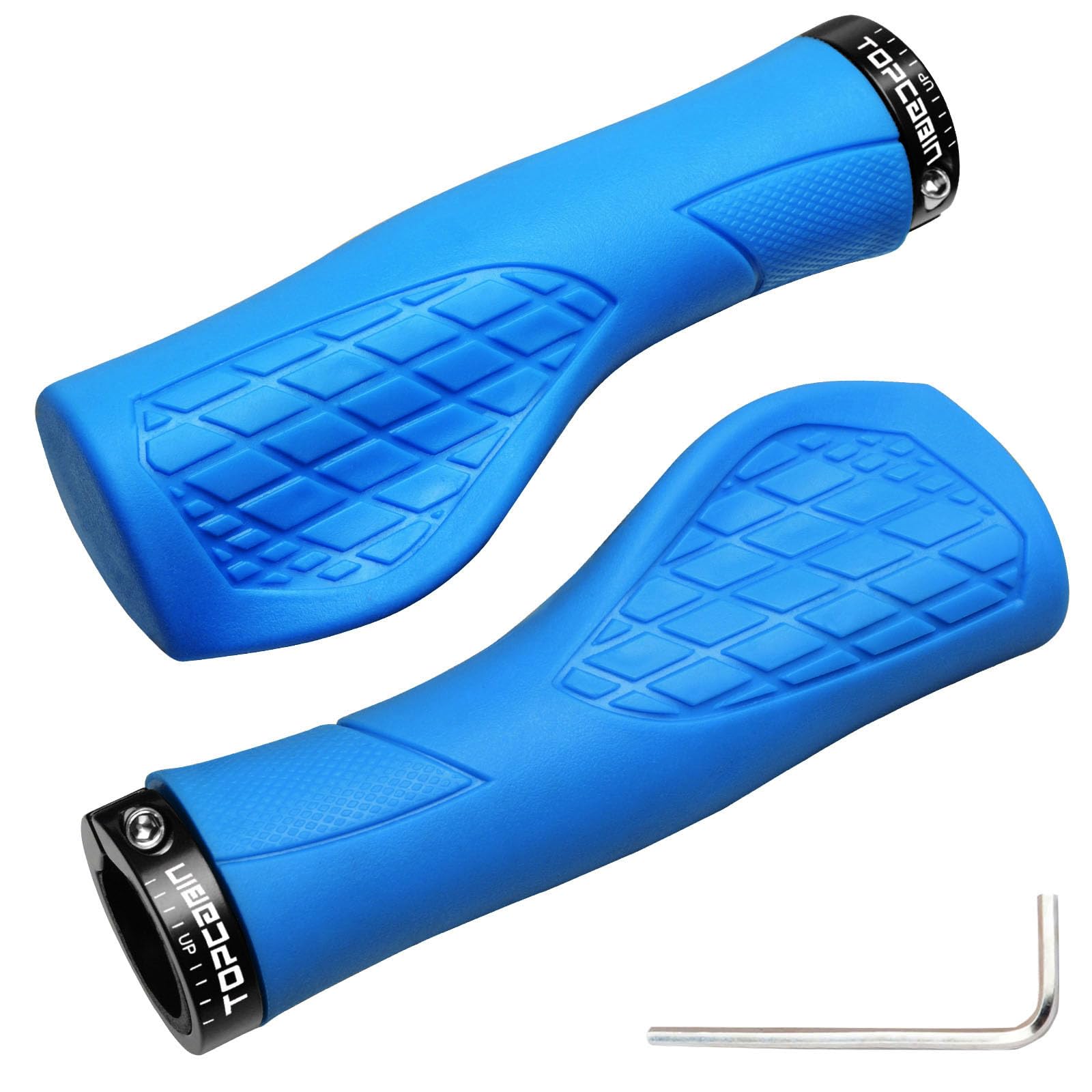 TOPCABIN Fahrrad-Lenkergriffe, Aluminium, ergonomische Fahrradgriffe, gepolsterte Vibrationen, Komfort-Fahrradlenkergriffe, Mountainbike, BMX, Fahrrad-Griffe für Roller