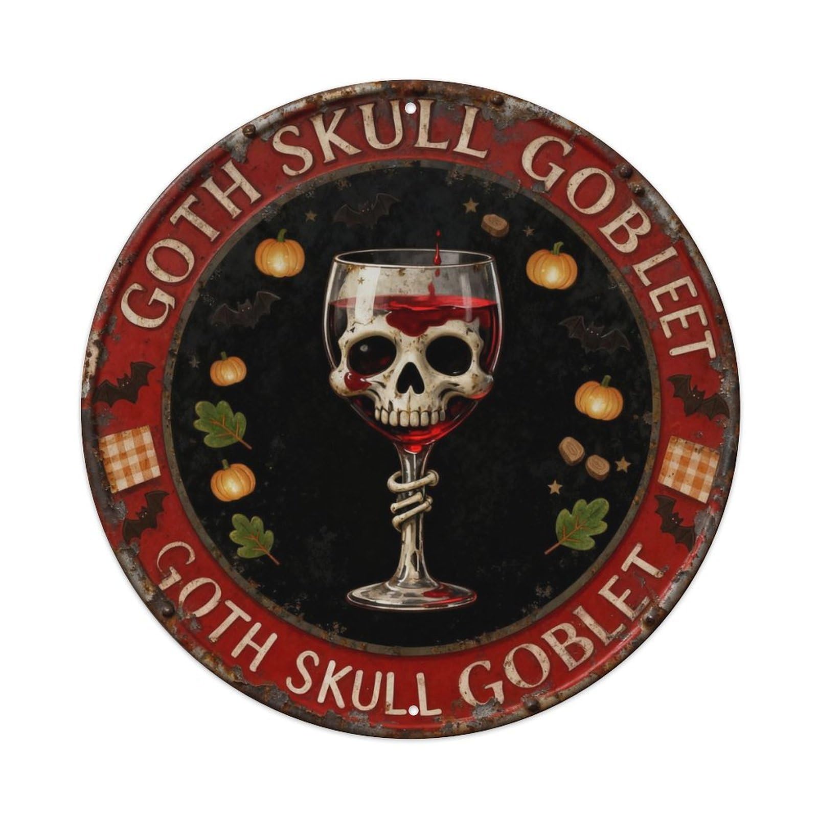 Goth Skull Goblet Metal Tin Sign Plaque