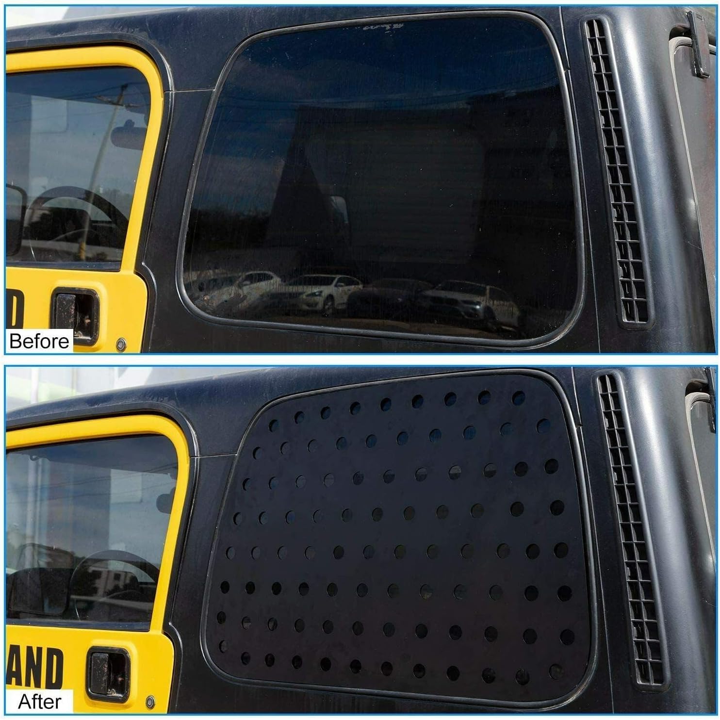 Rear Window Glass Panel Cover Trim Exterior Decor for Jeep for TJ 1997-2006 Black RWGPCTEDFJWT1 901-55493
