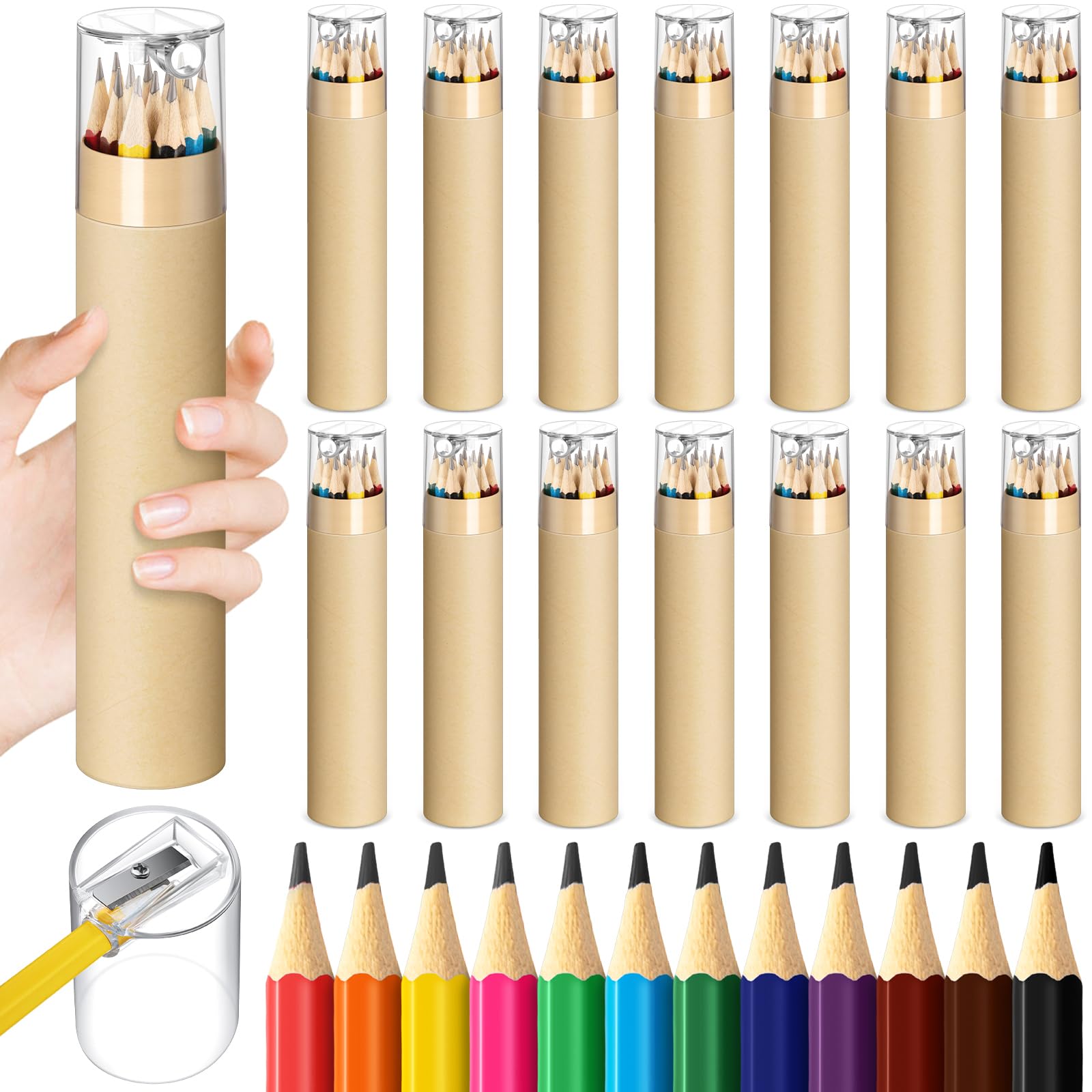 Paquete de 48 lápices HB #2 a granel en tubo con sacapuntas de colores surtidos, lápices preafilados con revestimiento de madera para niños y adultos, regalos de fiesta, premio de aula