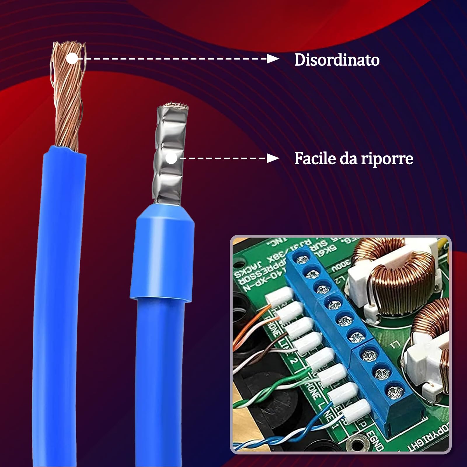 Set di 1300 pinze crimpatrici autoportanti, 0,25 – 10 mm², pressatura quadrata con funzione a cricchetto e impugnatura ergonomica, utensili elettrici e auto
