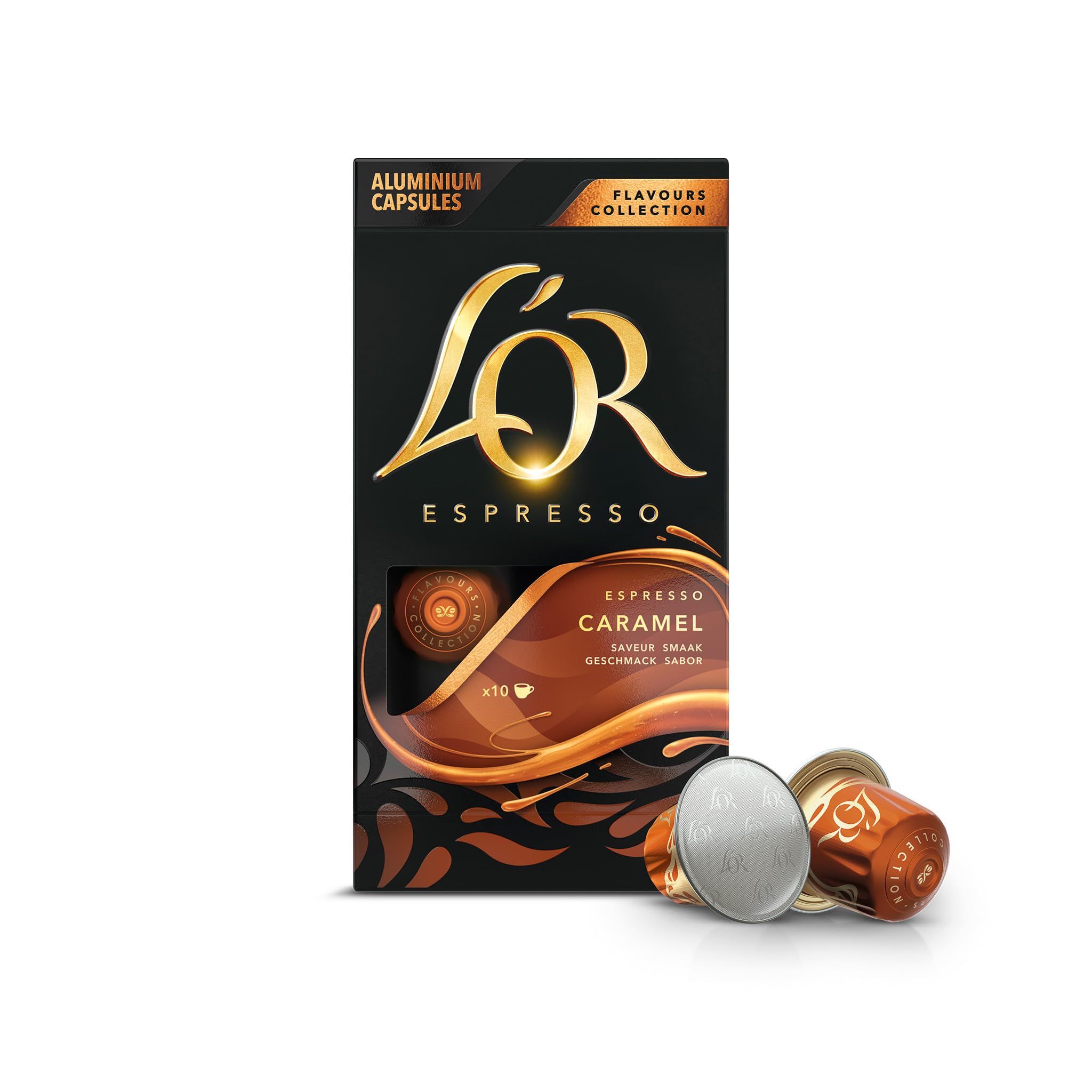 L'OREspresso Coffee - Caramel - Flavours Collection - 10 Aluminium Capsules Compatible with Nespresso Machine (Pack of 1)