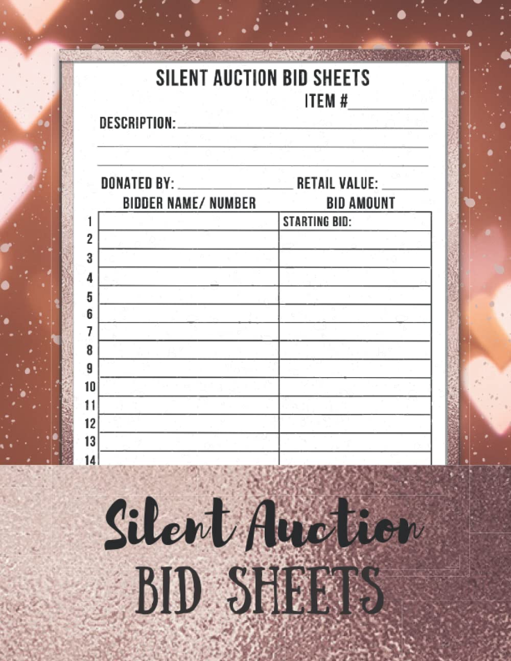 Silent Auction Bid Forms: Large Size Fundraising Event Organizer Log Book | Charity Auction Bid Tracker Planner | Fundraising Event Planner | 100 Pages 8.5 x 11 inches Paperback – February 10, 2022