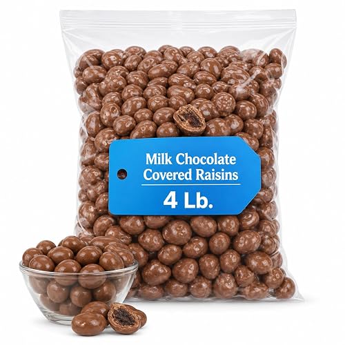 Milk Chocolate Covered Raisins, 4 lb Bulk Bag, Sweet Chewy