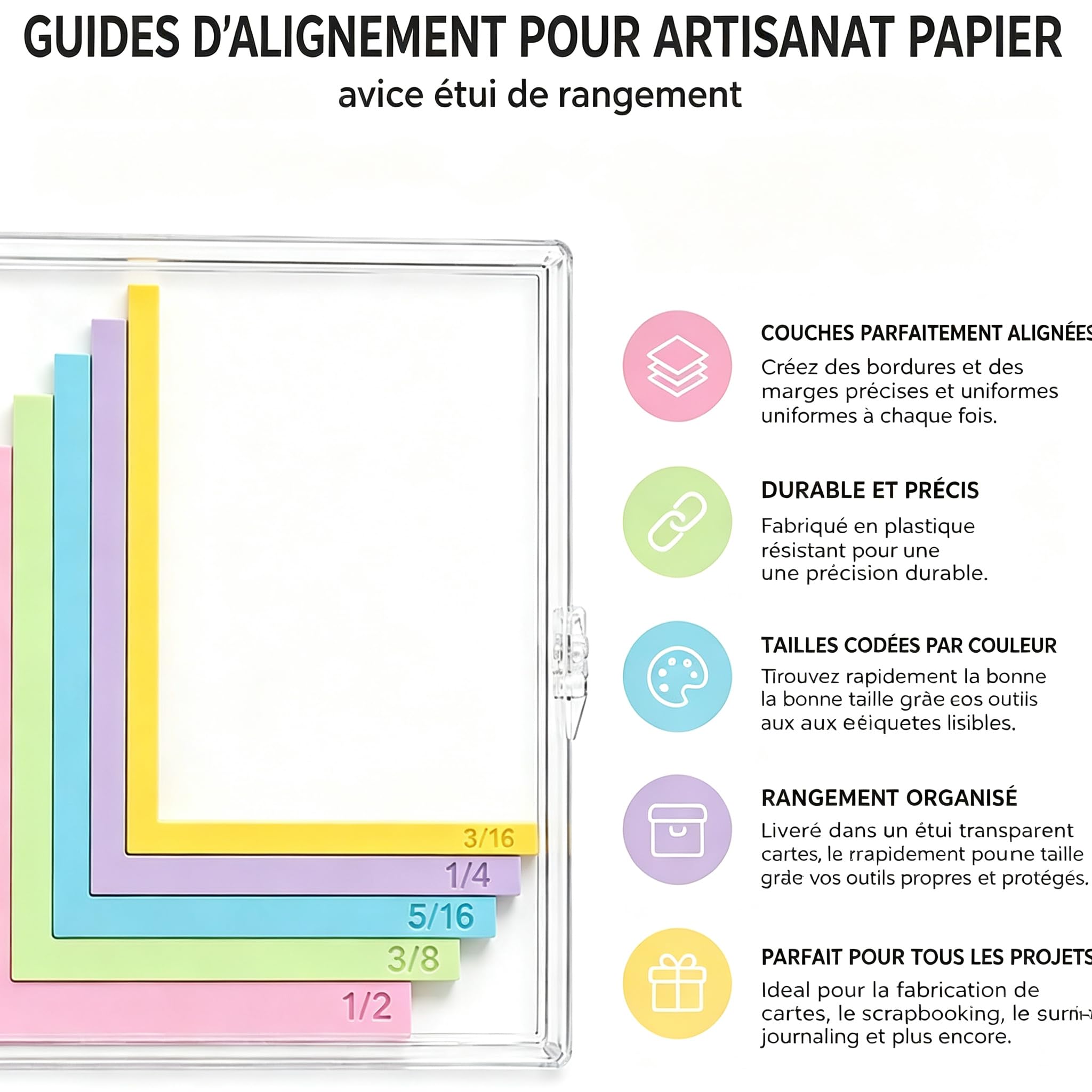 5 guide di allineamento per artigianato carta, dimensioni 1/16 a 1/2,2 pezzi