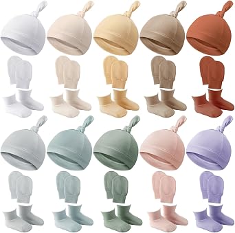 Toulite 10 Set Newborn Baby Socks Hat and Mittens