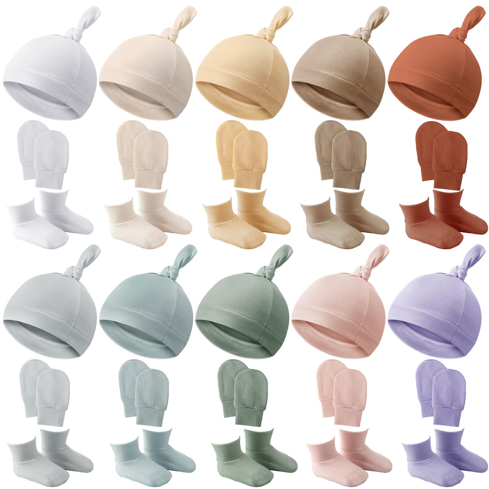 Toulite 10 Set Newborn Baby Socks Hat and Mittens