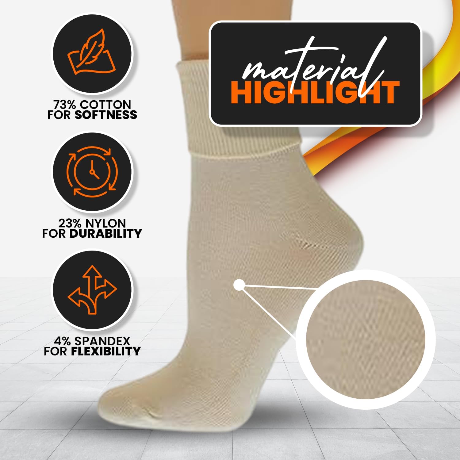 3 Pack Women’s Ankle Socks - Organic Cotton Crew Seamless Toe Socks - Soft Non‑Binding Cuff Best for Sensitive Feet-Size 4-10