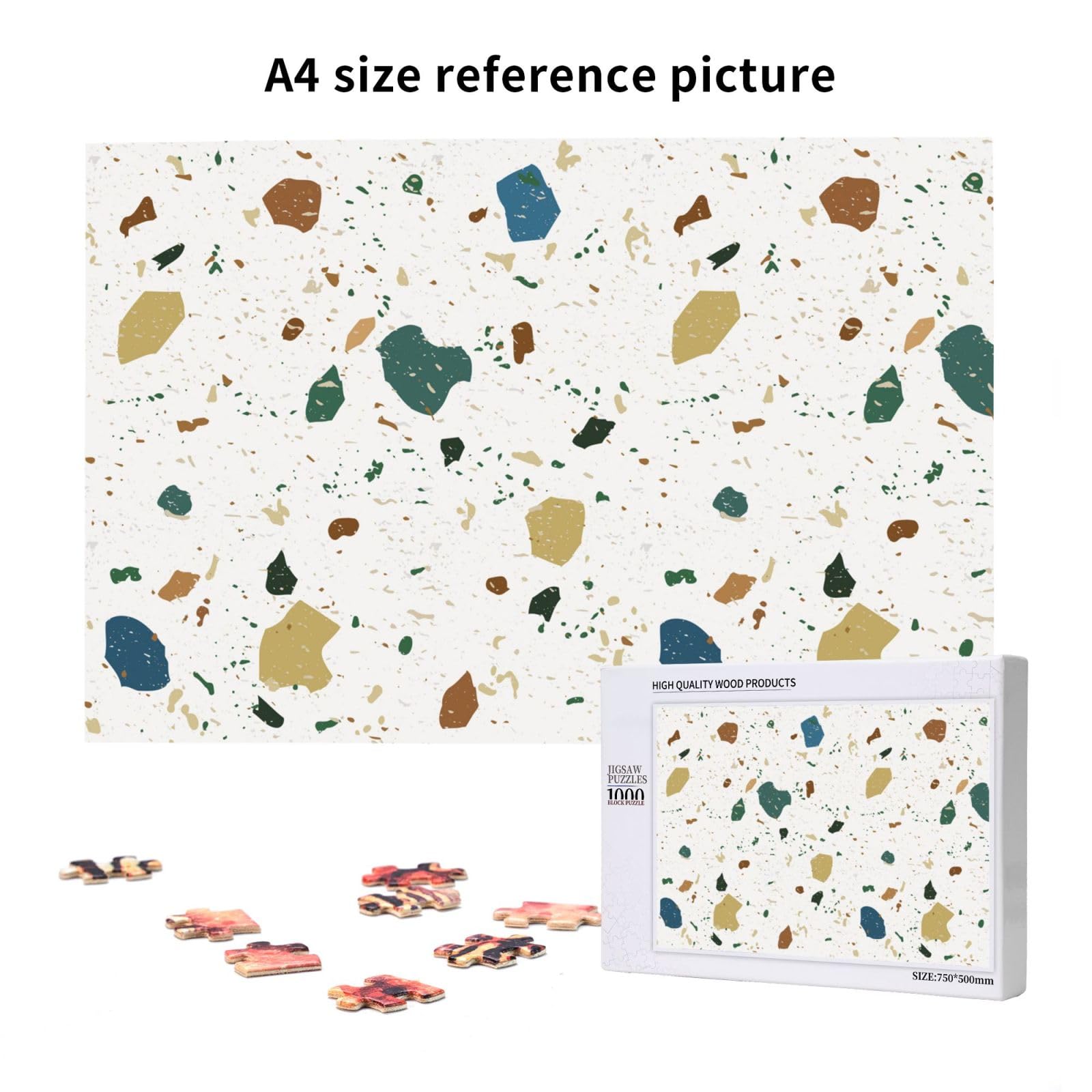 Motivo terrazzo senza soluzione di continuità, marmo italiano classico, puzzle da 1000 pezzi per adulti, puzzle impegnativi, puzzle a incastro