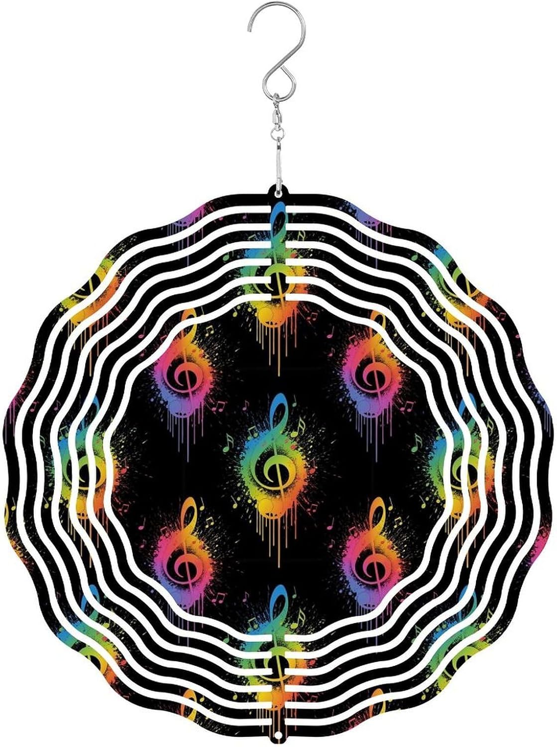 Metal Wind Spinner Music Notes Wind Sculpture Hanging Ornament