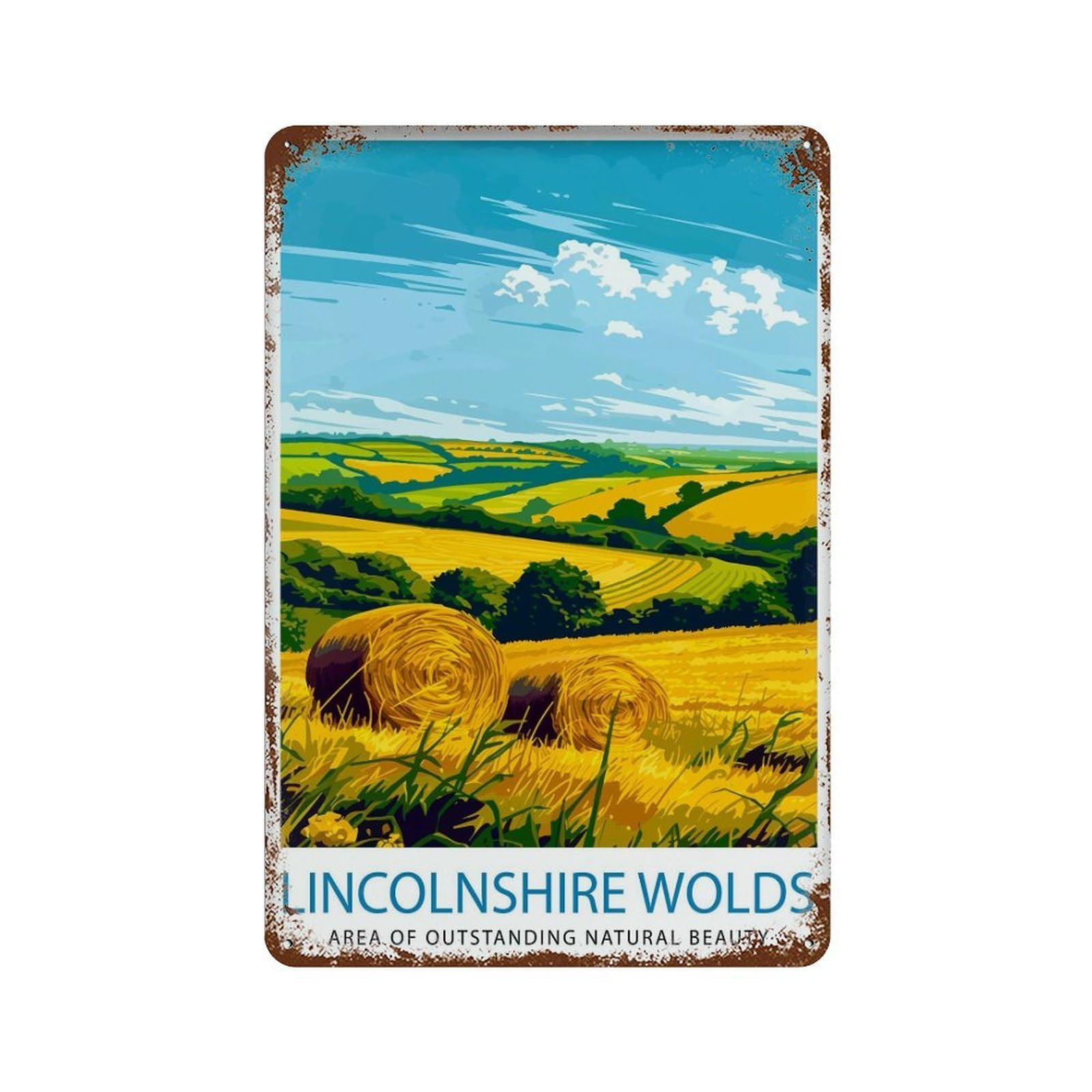 xiaoxiaoshen Lincolnshire Wolds England Travel Gift Wall Decor Art Metal Tin Poster Modern Home Decor Art Home Bar Shop Decorations Vintage Sign 30x20cm