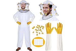 Durable Beekeeper Costume for Men - 20-Piece Breathable Beekeeping Suit with Round Tape Felt
