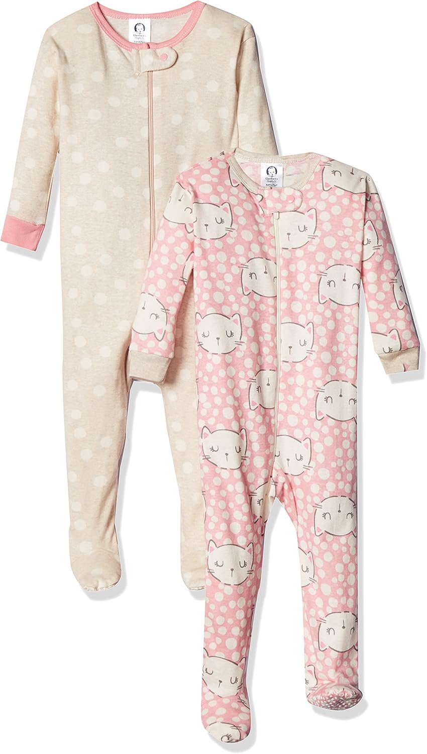 Gerber Baby-Girls 2 Pack Cotton Footed Pajamas