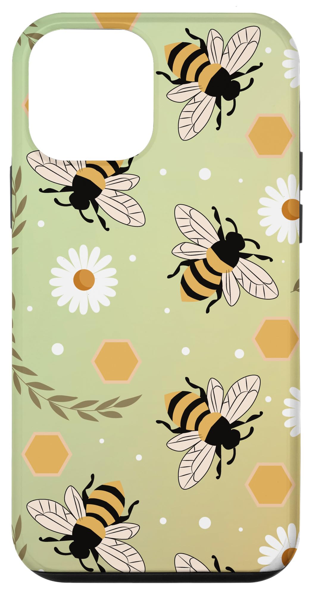 Yellow Cute Bumble Bee flowers Honeycomb Case for iPhone 12 mini
