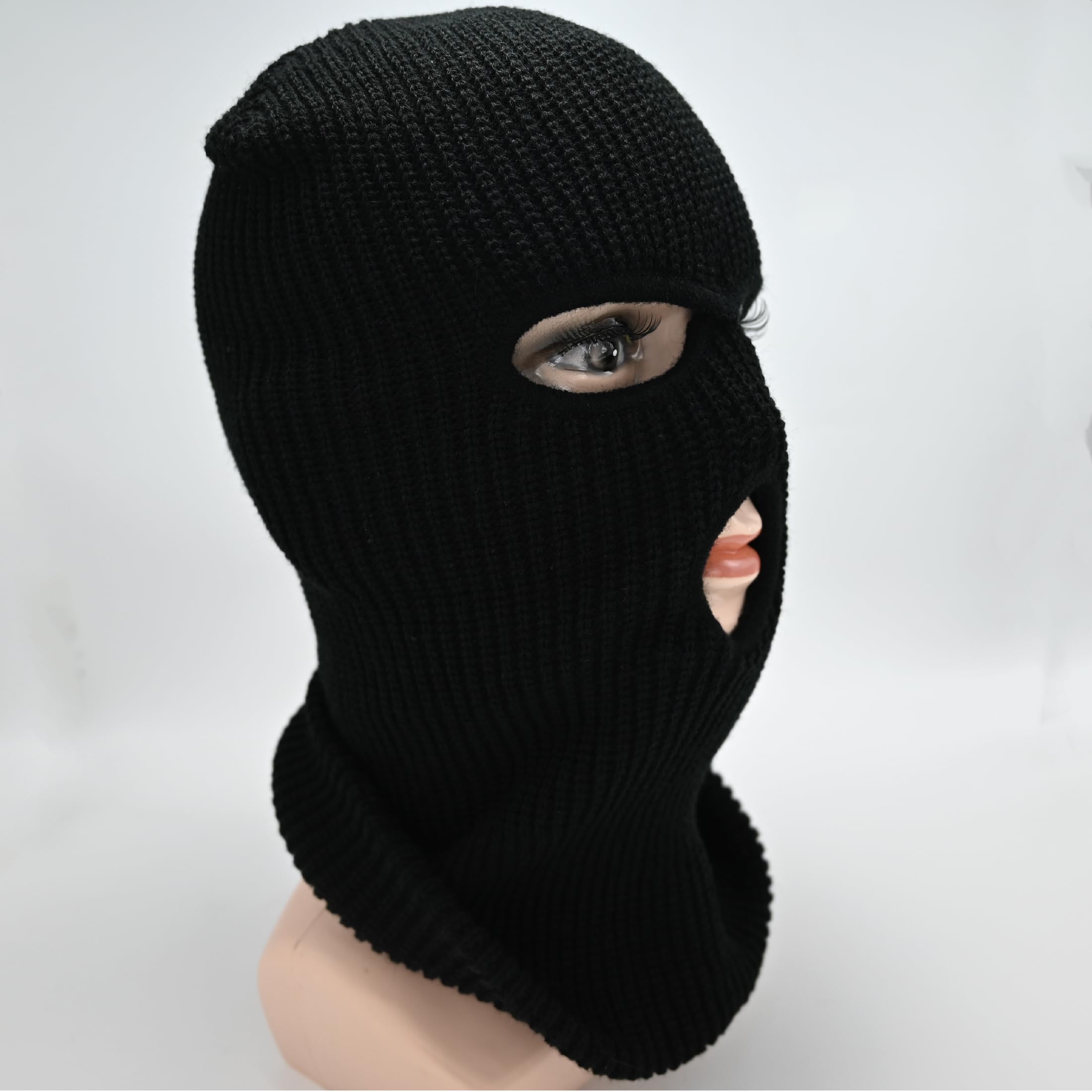 2 Piezas Pasamontañas Negro, Pasamontañas de 3 Agujeros, Balaclava Negro,Punto de Invierno Cubierta Facial cálida, Gorro de Esquí para Ciclismo Deportes al Aire Libre