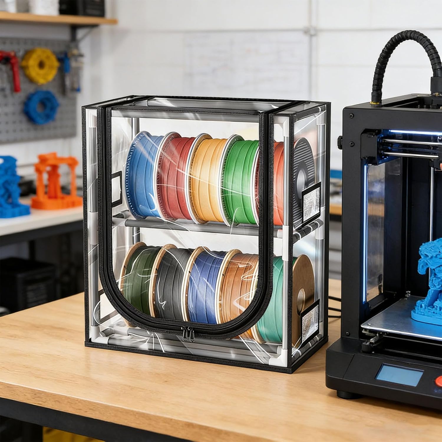 Sturdy Metal Frame Filament Storage Case for 3D Printers Holds Up to 12 Rolls Filament Container