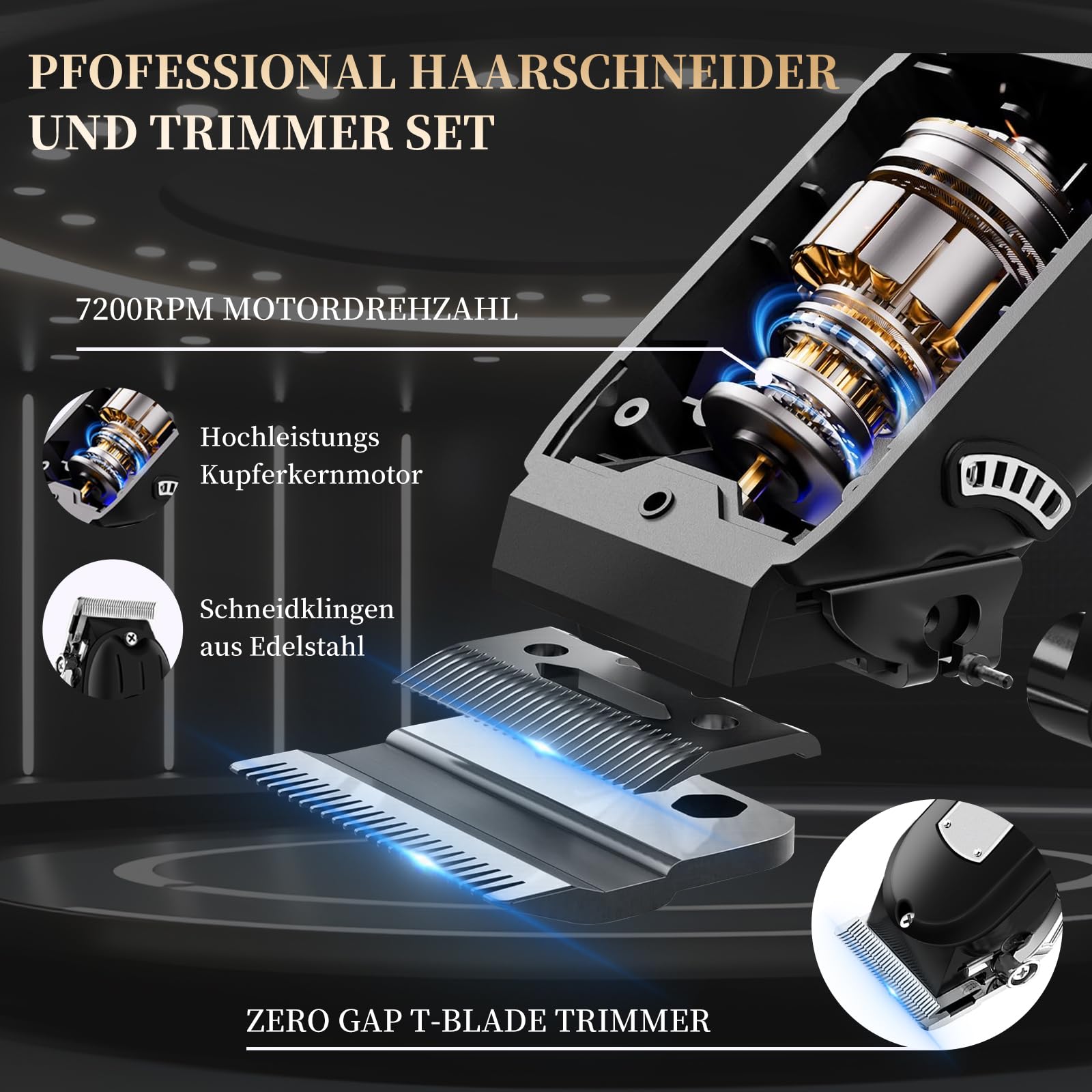 Haarschneidemaschine und Haartrimmer Herren Set, Professionelles Haarschneider Herren Wiederaufladbar, Multifunktionaler Trimmer für Haar Bart Barber Familie, Geschenke für Männer