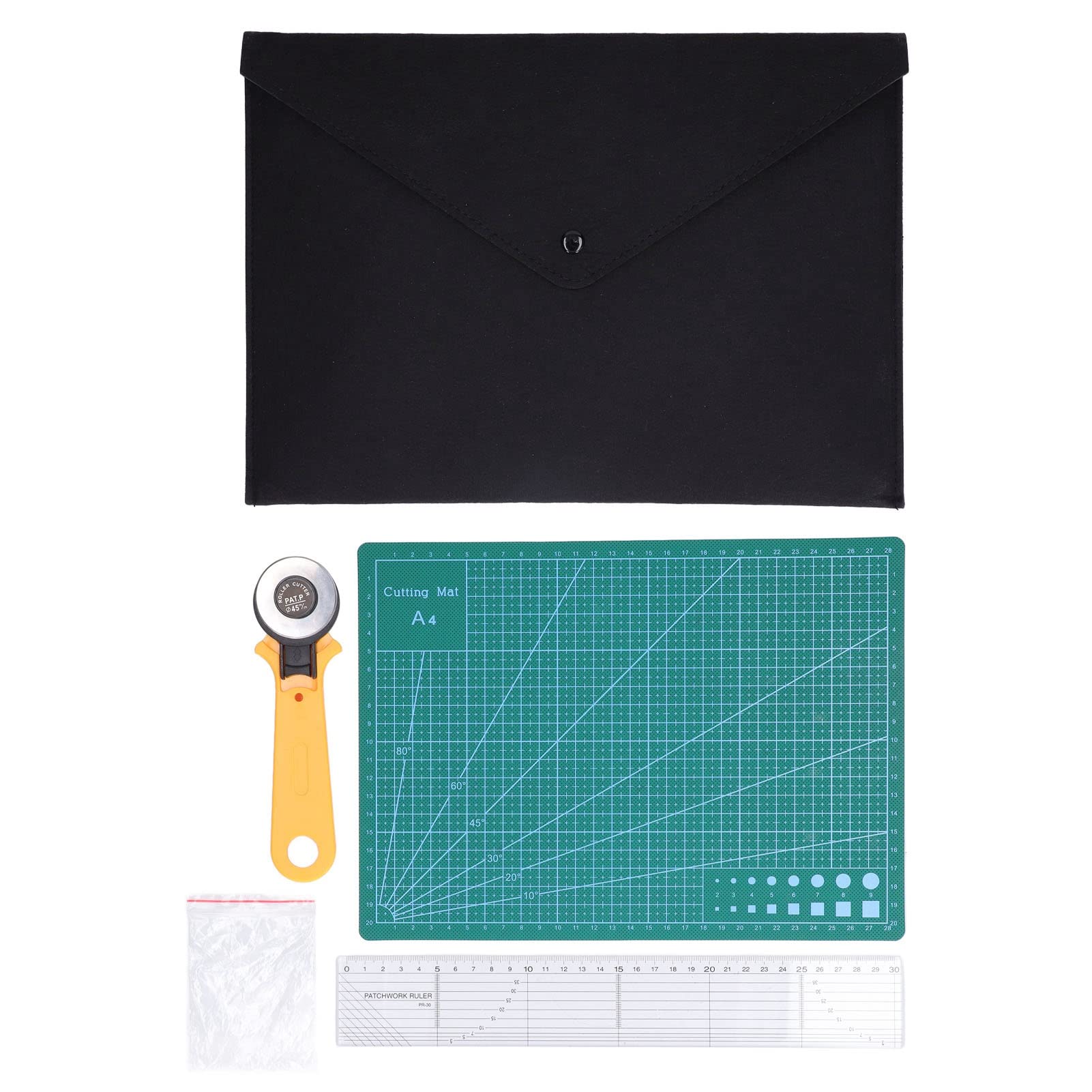 Respicefinem Self Healing Sewing Mat Set A4 Clear Size Safe Button Sewing Accessories with 45mm Revolving Cutter Ideal for DIY Crafts Quilting and More