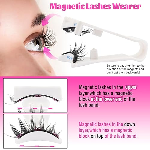 Veleasha Magnetic Eyelashes Manga Lashes Spiky Lash Magnetic Lashes with Applicator Natural Look Reusable No Glue Easy to Apply & Remove Soft False Eyelashes Lash Wispy (Chic)(1P-Spike)