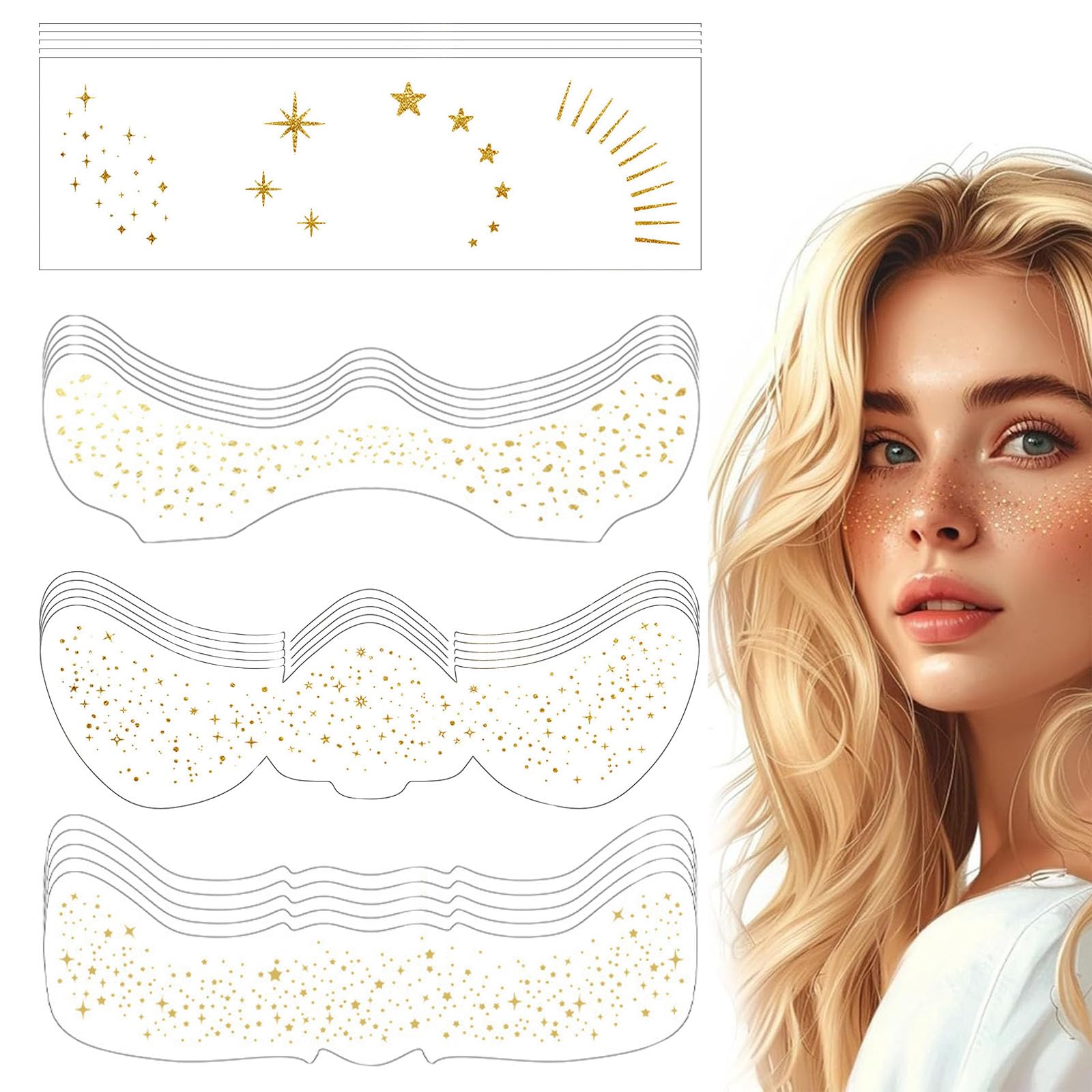 Gold Glitter Temporary Face Tattoos